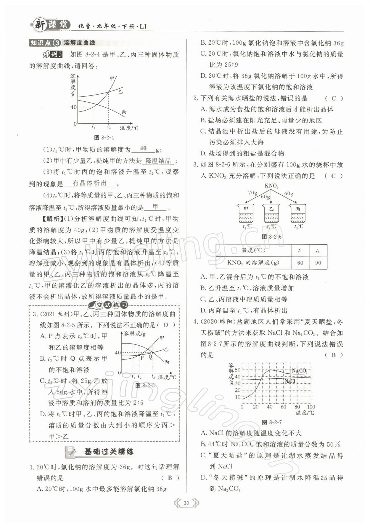 2022年啟航新課堂九年級(jí)化學(xué)下冊(cè)魯教版 參考答案第30頁