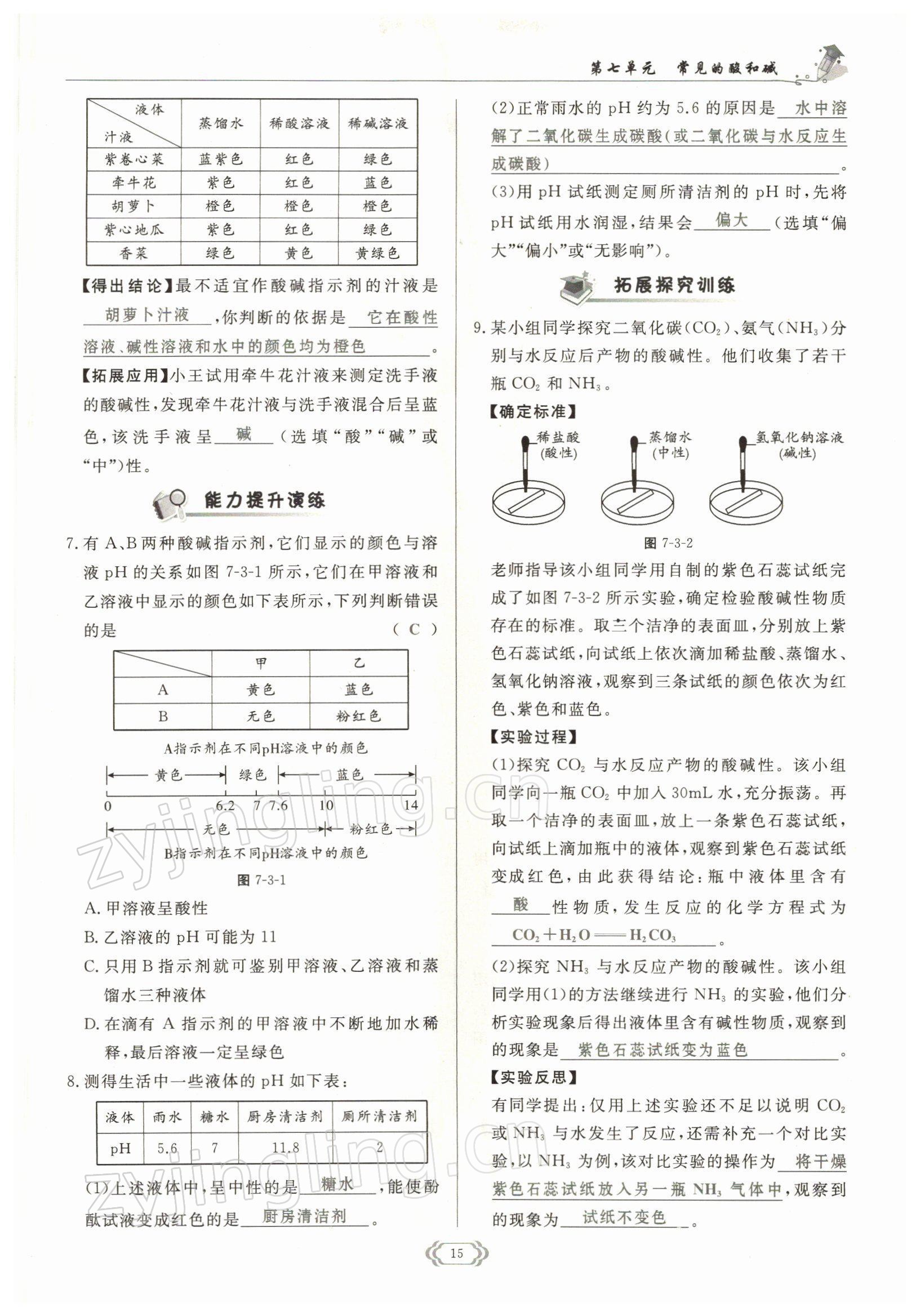 2022年啟航新課堂九年級化學(xué)下冊魯教版 參考答案第15頁