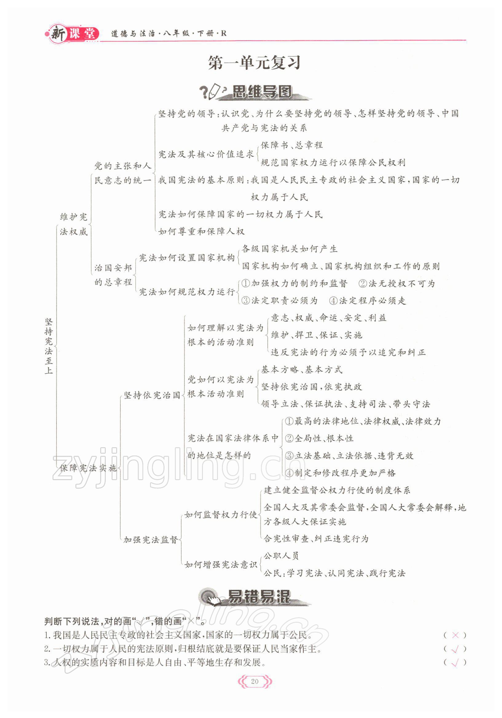 2022年启航新课堂八年级道德与法治下册人教版 参考答案第20页