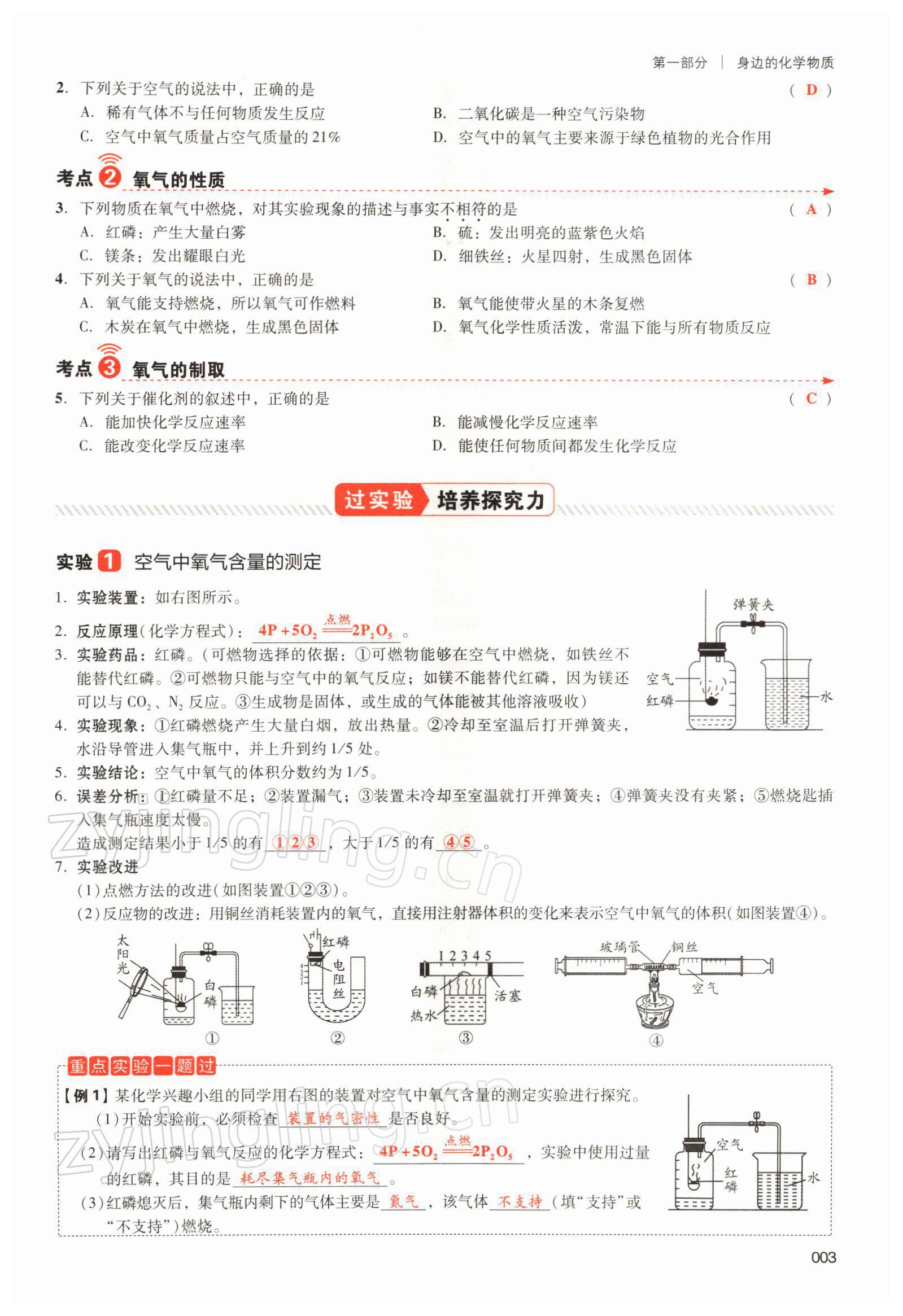 2021年中考狀元化學(xué) 參考答案第5頁