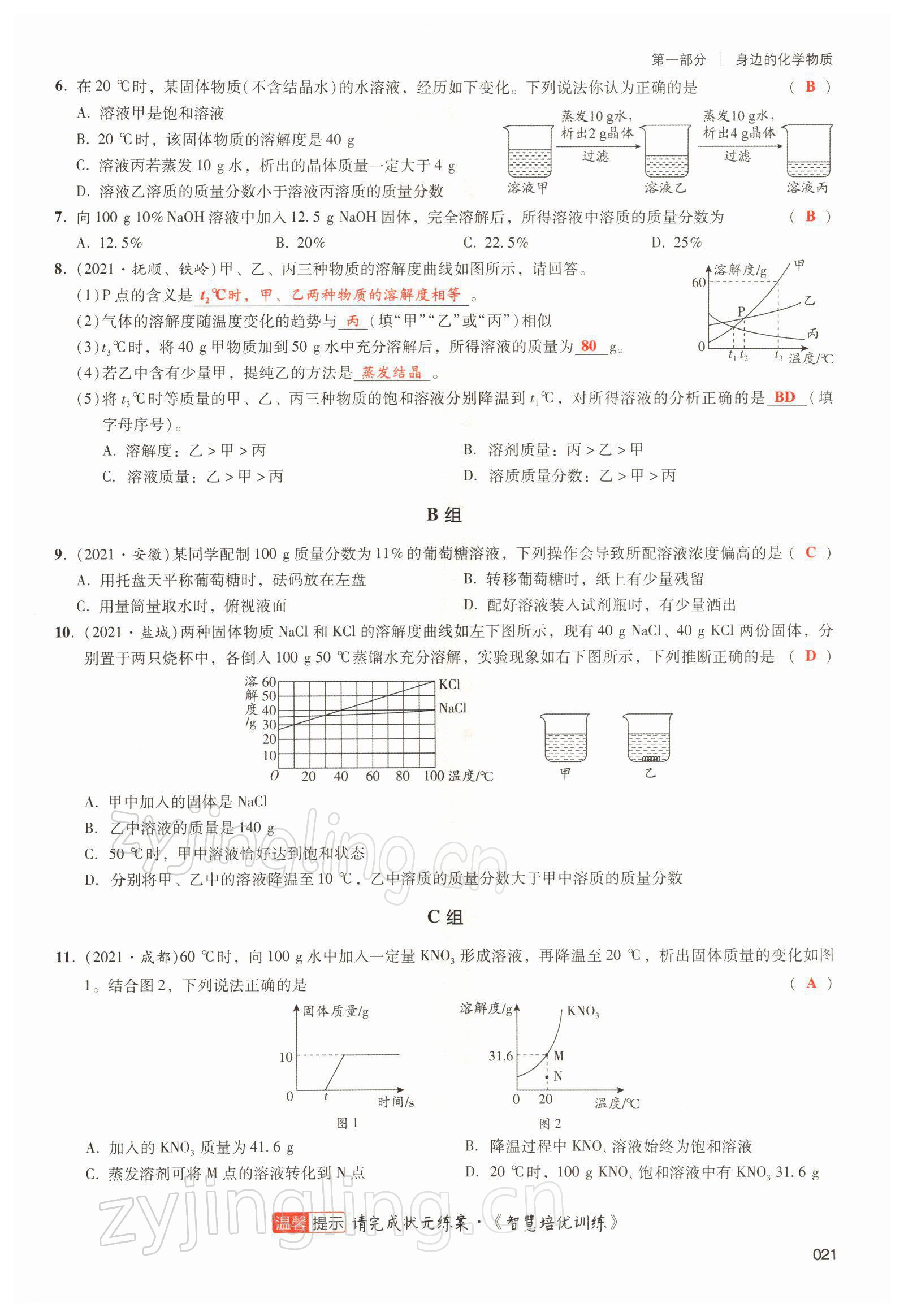 2021年中考狀元化學(xué) 參考答案第59頁