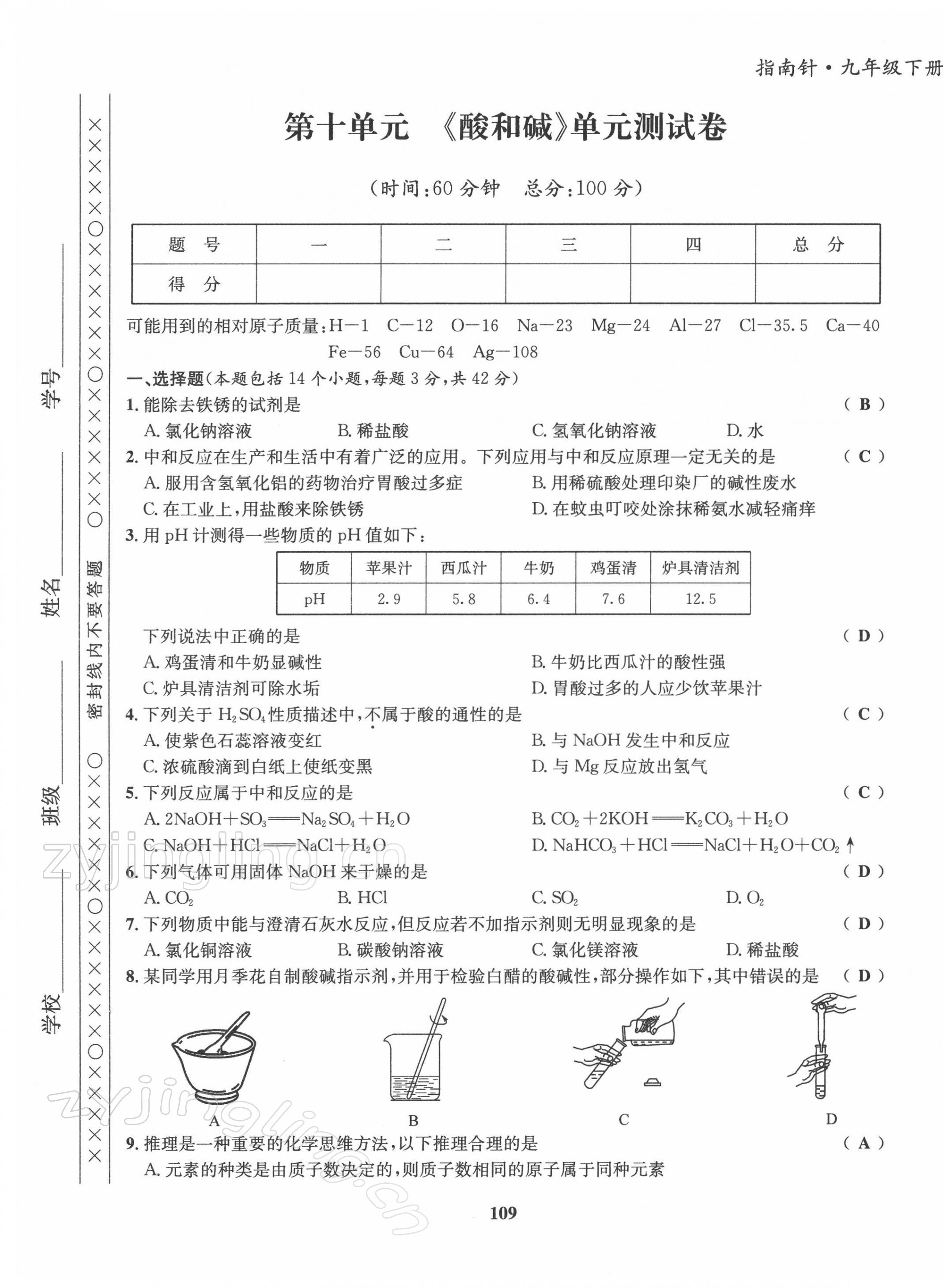 2022年指南针导学探究九年级化学下册人教版 第9页