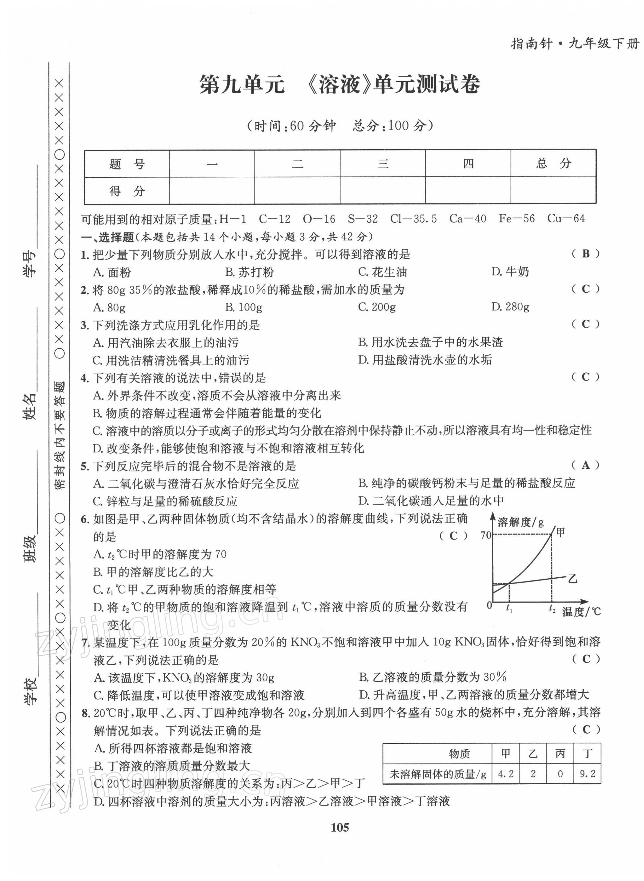 2022年指南针导学探究九年级化学下册人教版 第5页