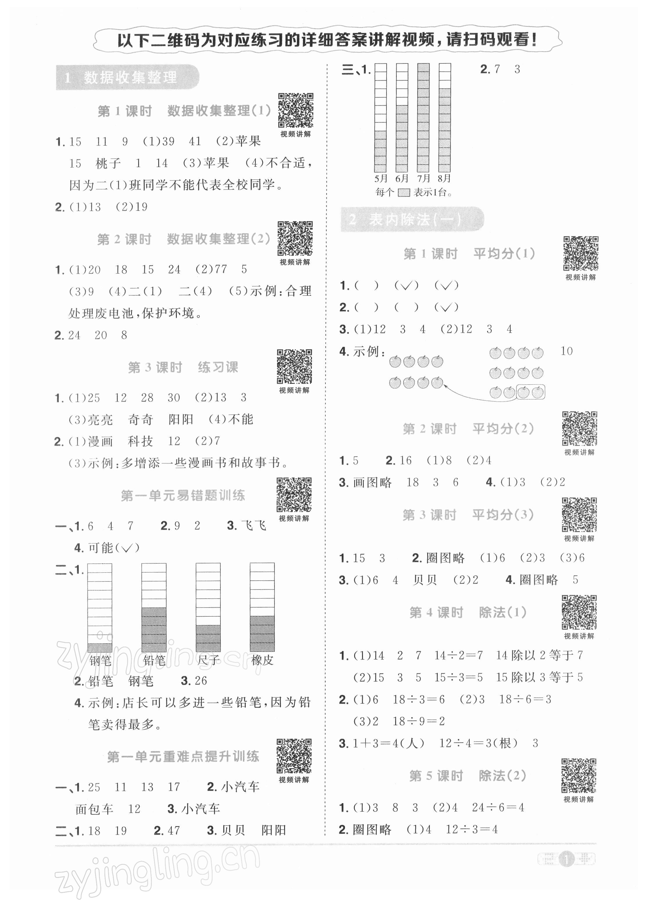 2022年陽光同學(xué)課時(shí)優(yōu)化作業(yè)二年級(jí)數(shù)學(xué)下冊(cè)人教版 第1頁