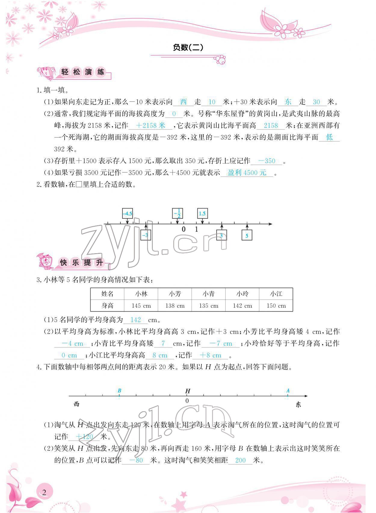 2022年小学生学习指导丛书六年级数学下册人教版 参考答案第2页