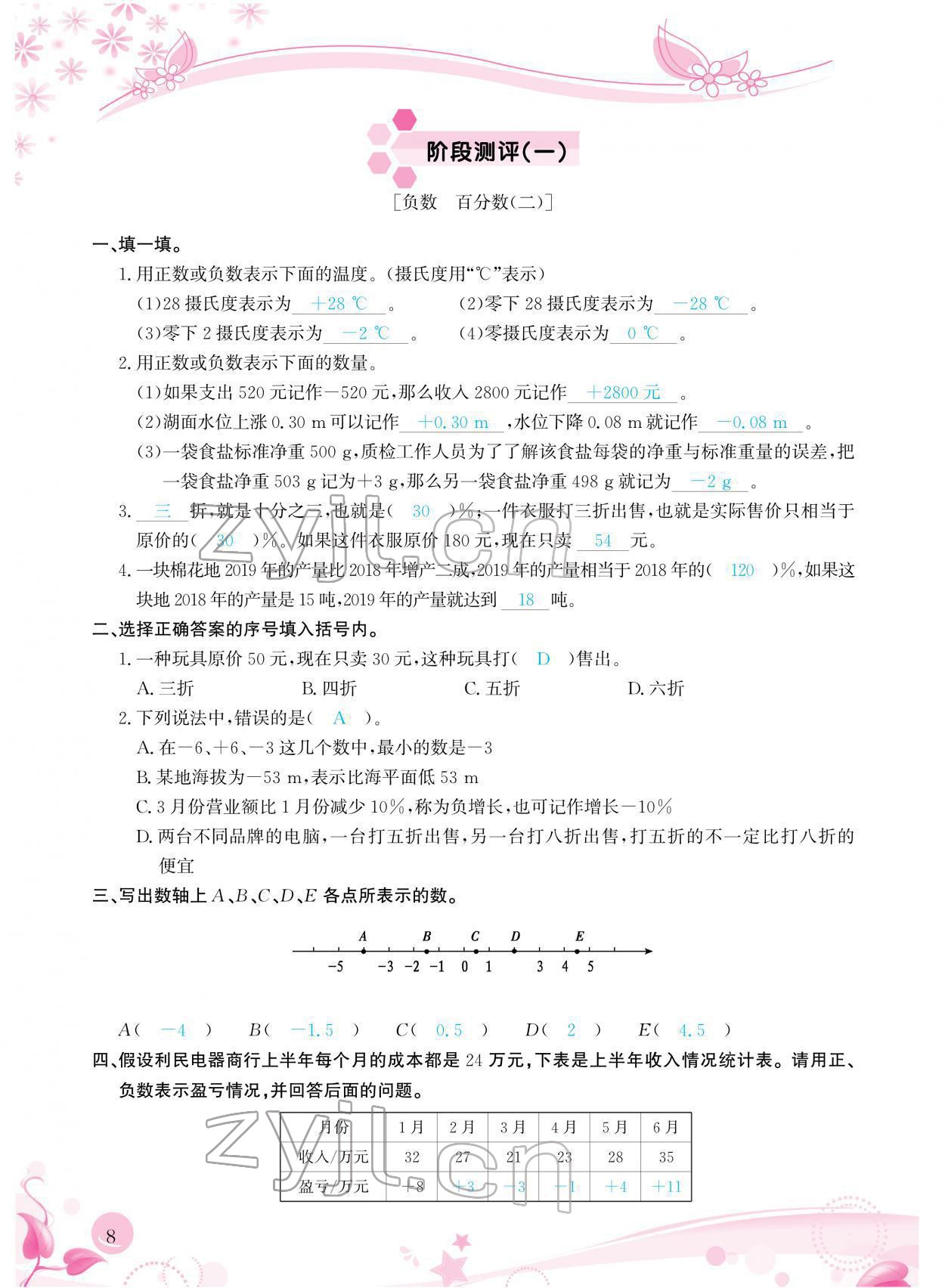 2022年小学生学习指导丛书六年级数学下册人教版 参考答案第8页