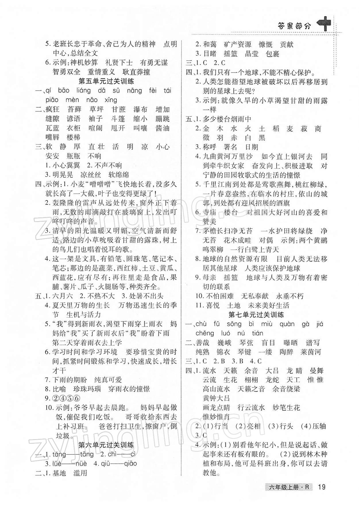 2021年期末考试必刷卷六年级语文上册人教版郑州专版 第3页