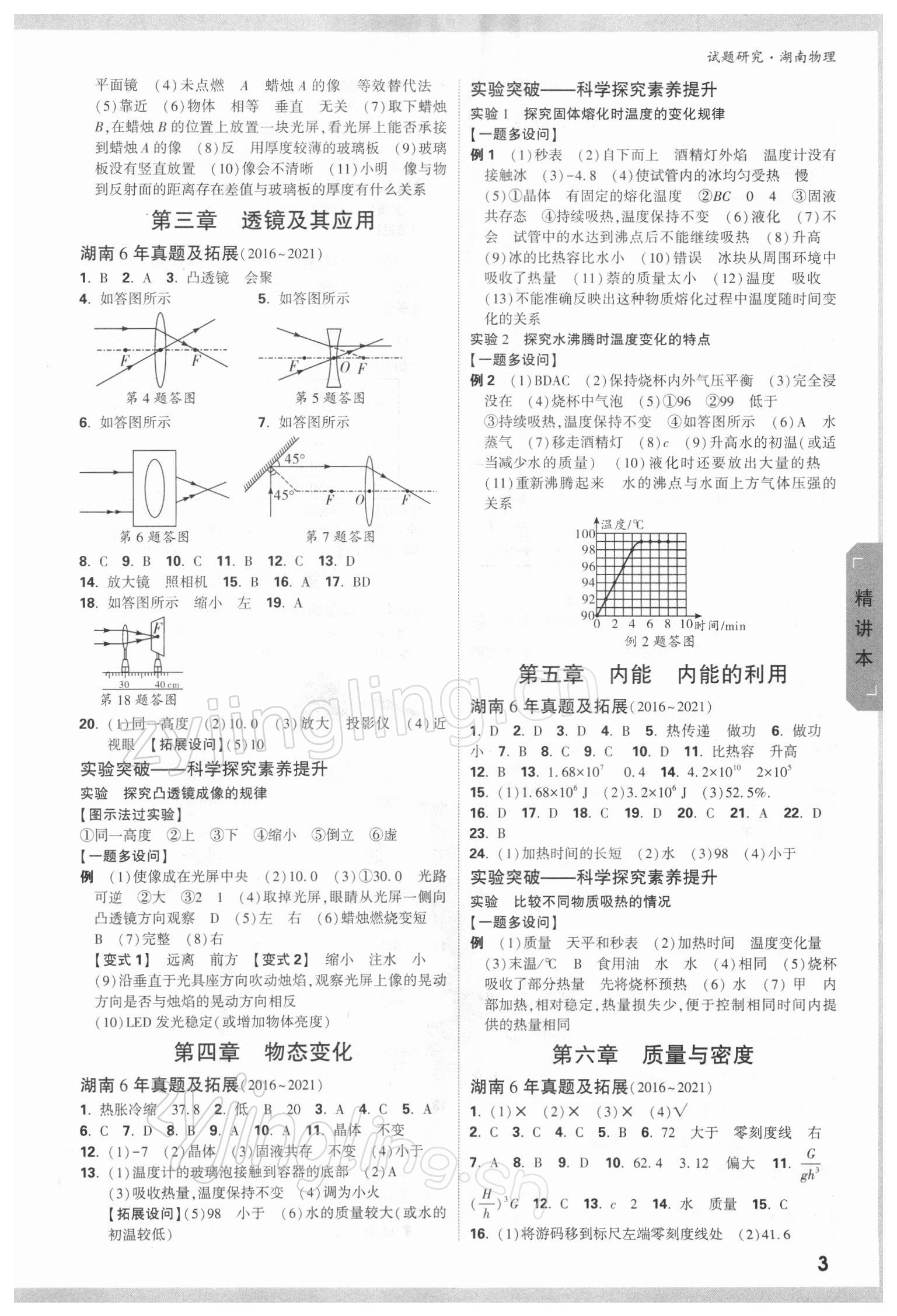 2022年万唯中考试题研究物理湖南专版 参考答案第2页