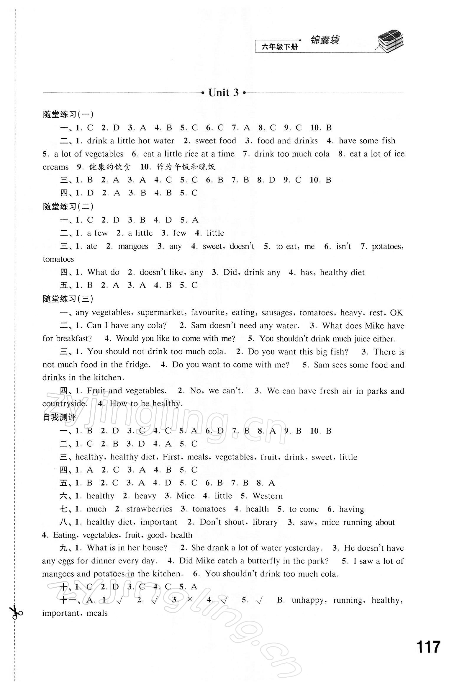 2022年同步練習(xí)六年級英語下冊譯林版 參考答案第3頁