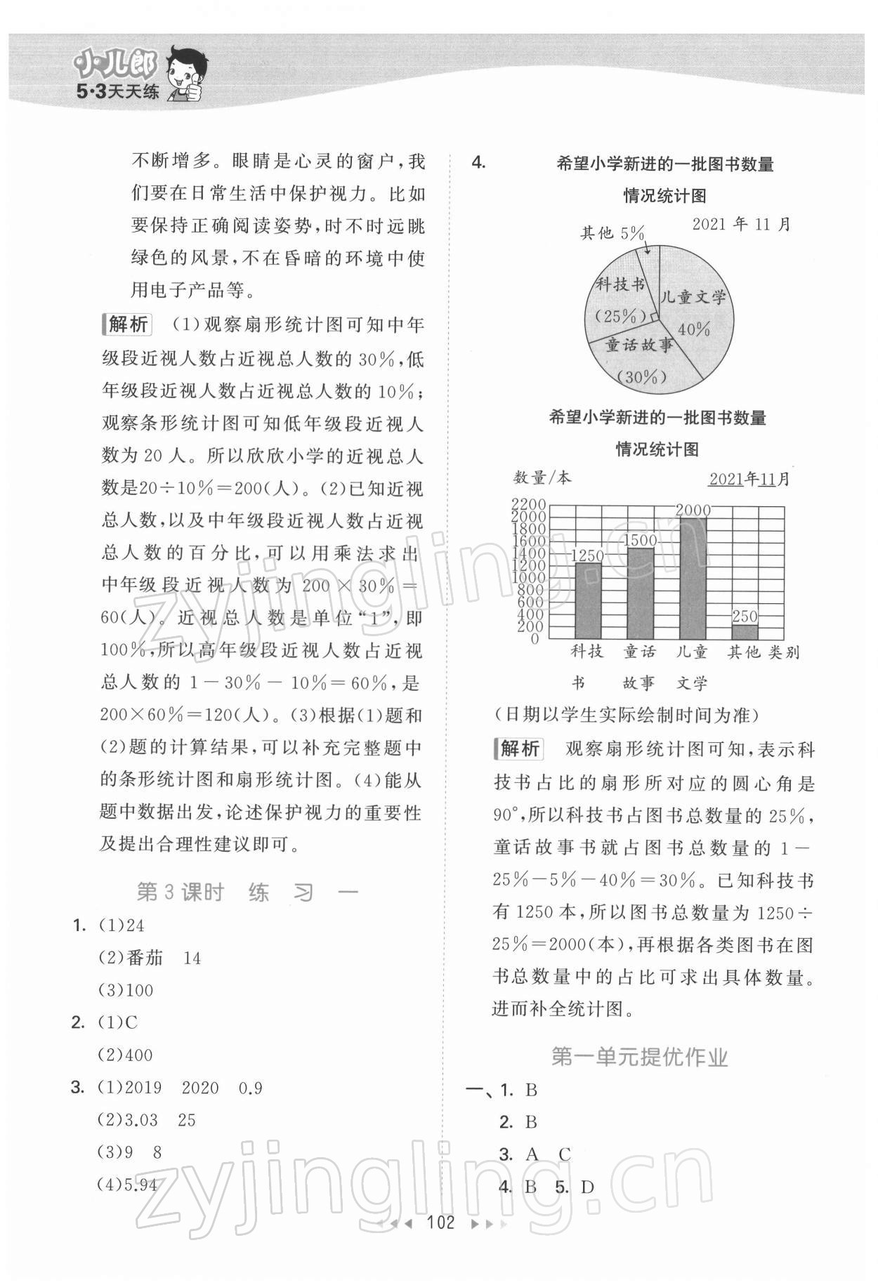 2022年53天天练六年级数学下册苏教版 参考答案第2页