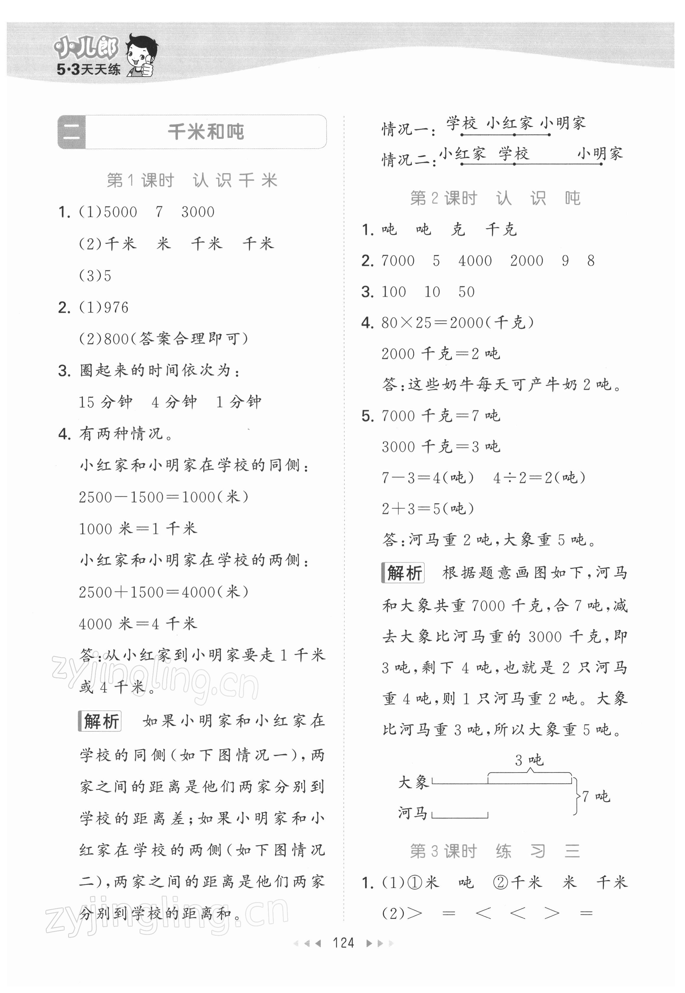 2022年53天天練三年級數(shù)學(xué)下冊蘇教版 參考答案第8頁