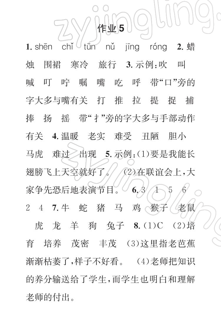 2022年長(zhǎng)江寒假作業(yè)崇文書局三年級(jí)語(yǔ)文人教版 參考答案第7頁(yè)