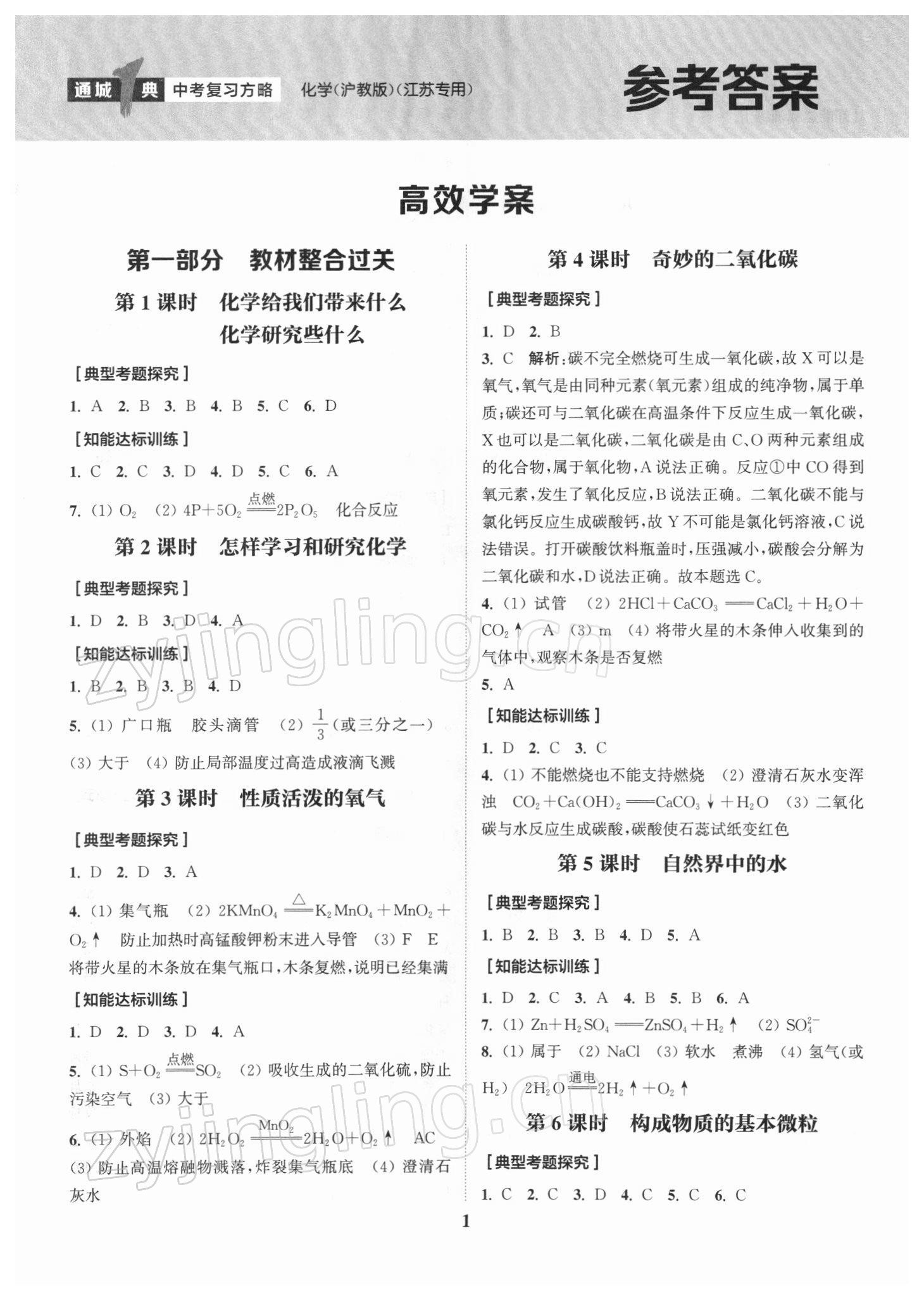 2022年通城1典中考复习方略化学沪教版江苏专用 第1页