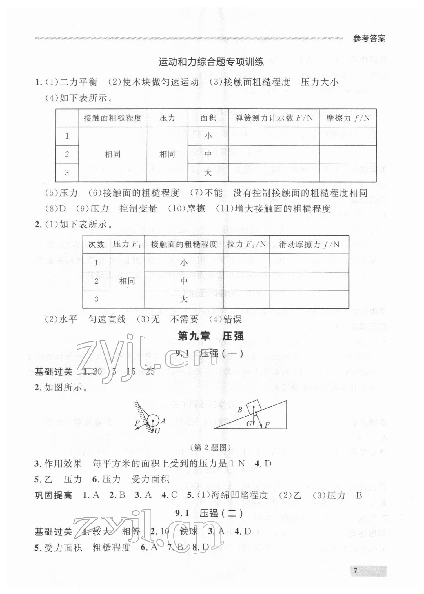 2022年點石成金金牌每課通八年級物理下冊人教版 參考答案第7頁