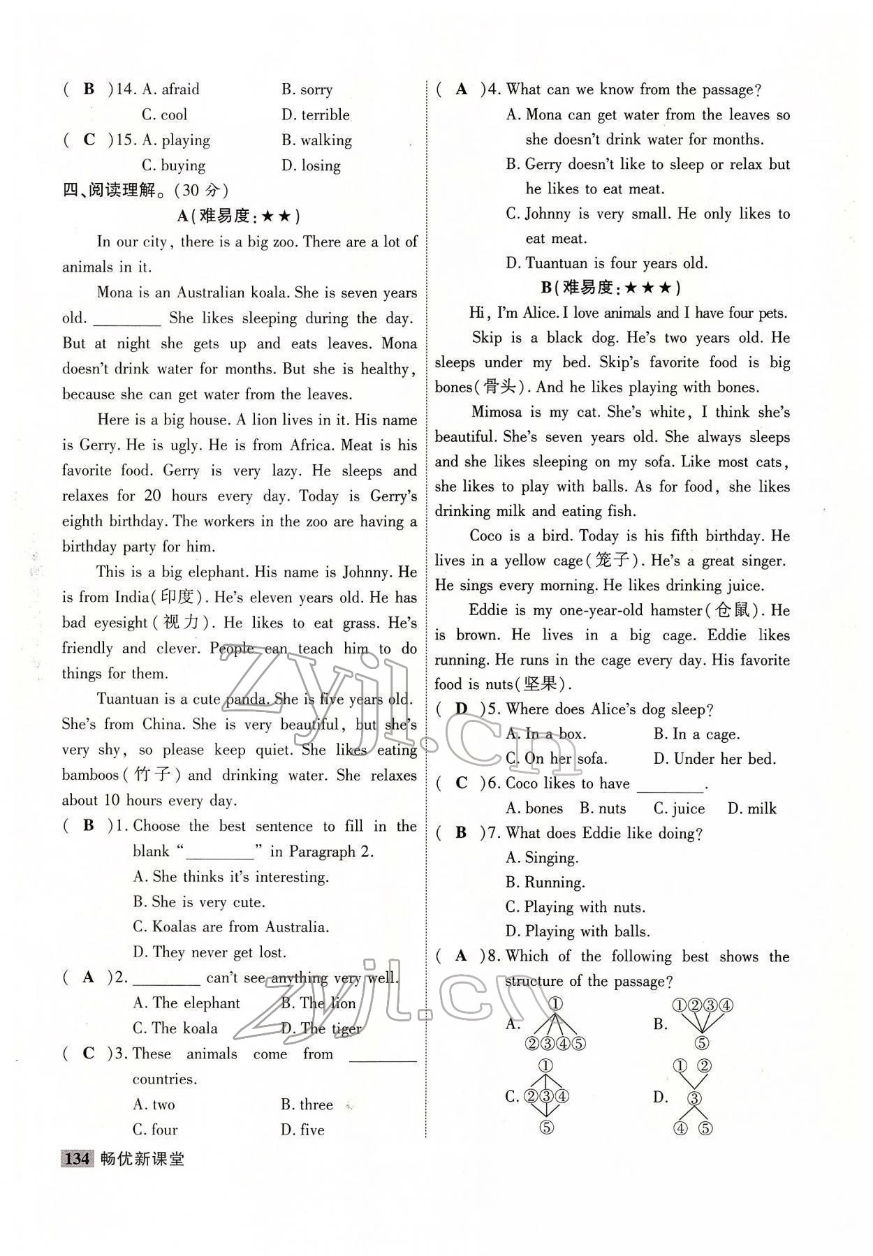 2022年暢優(yōu)新課堂七年級(jí)英語(yǔ)下冊(cè)人教版江西專(zhuān)版 參考答案第10頁(yè)