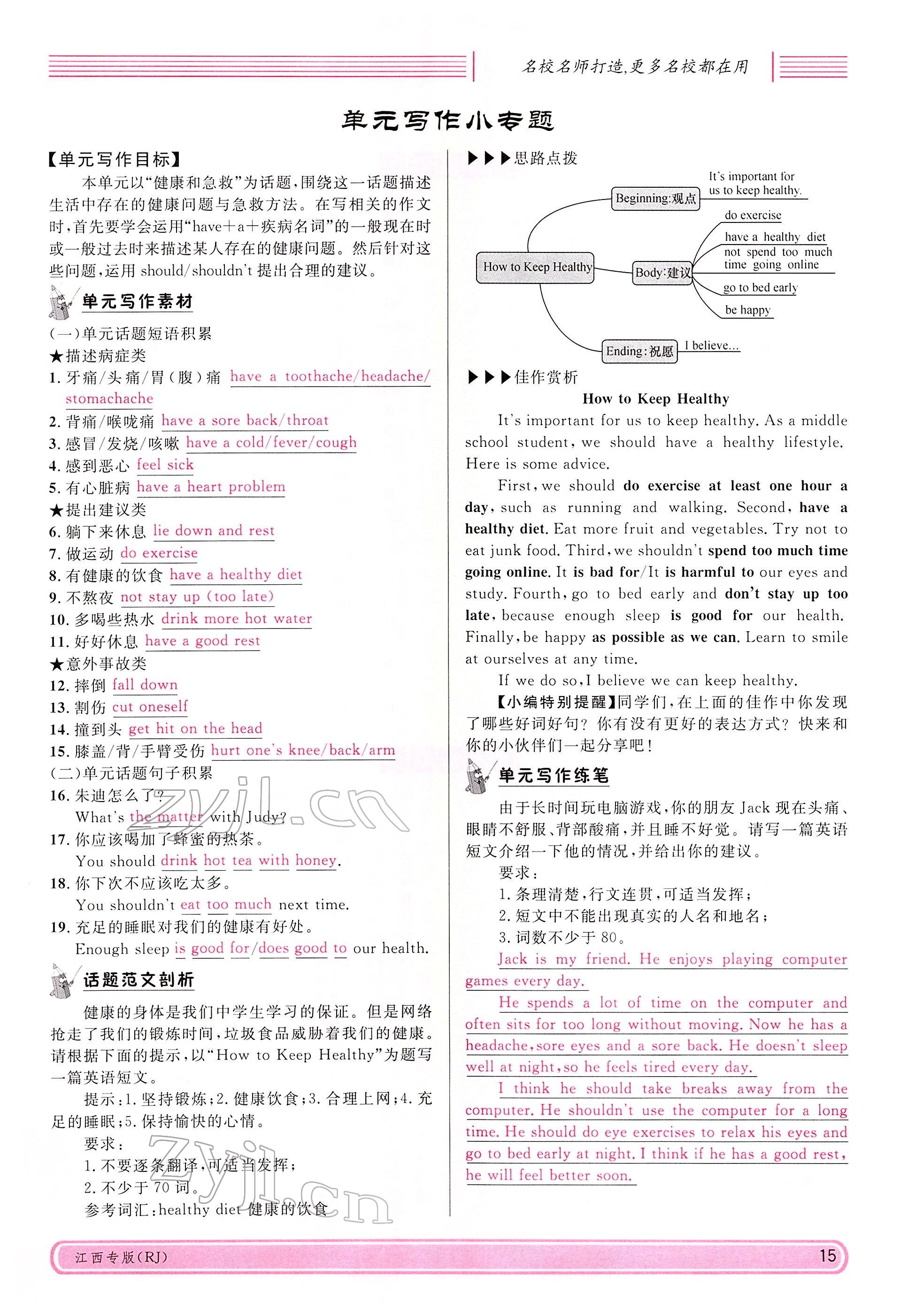 2022年名校課堂八年級(jí)英語(yǔ)下冊(cè)人教版江西專版 參考答案第15頁(yè)