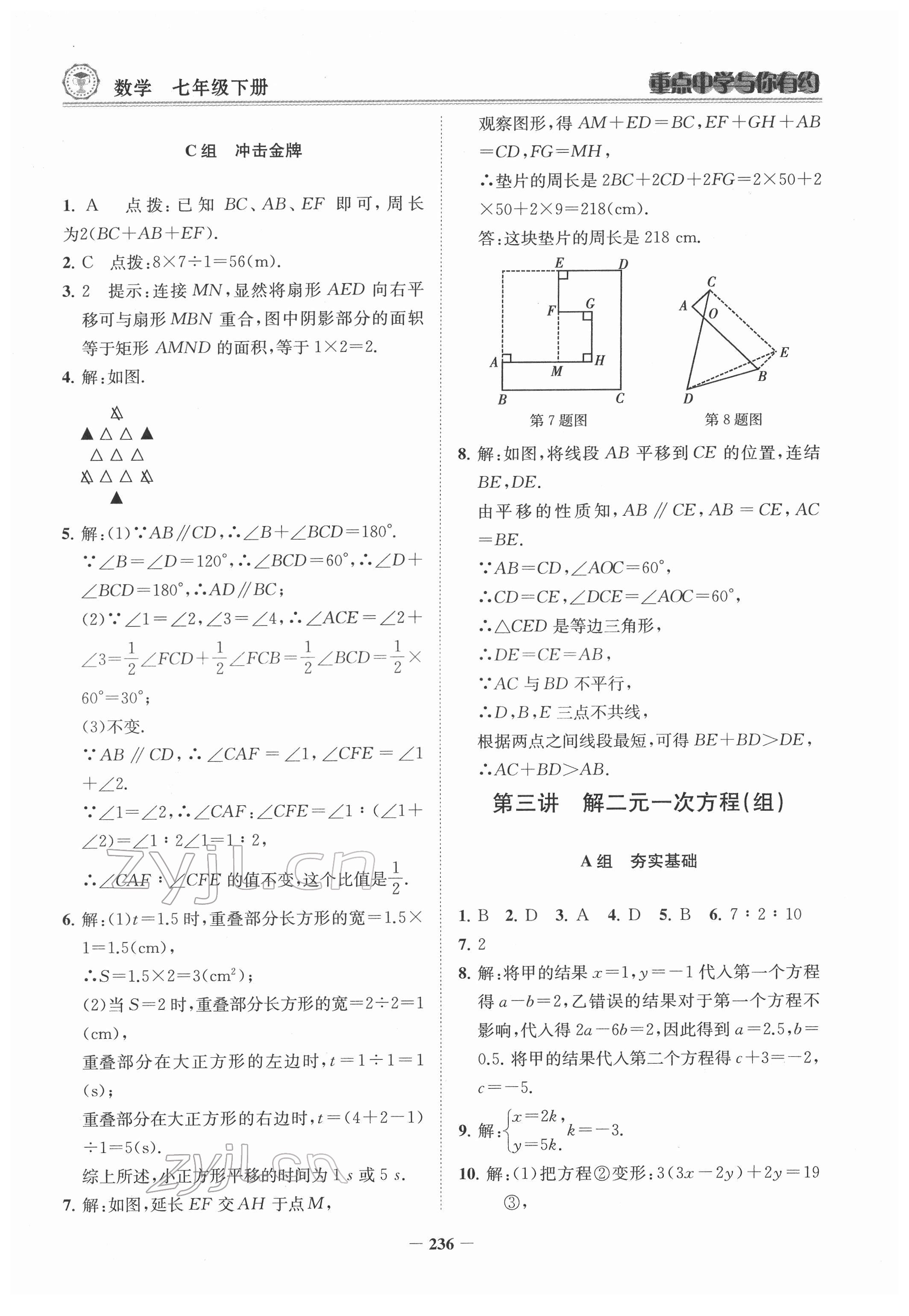 2022年重点中学与你有约七年级数学下册浙教版 参考答案第5页