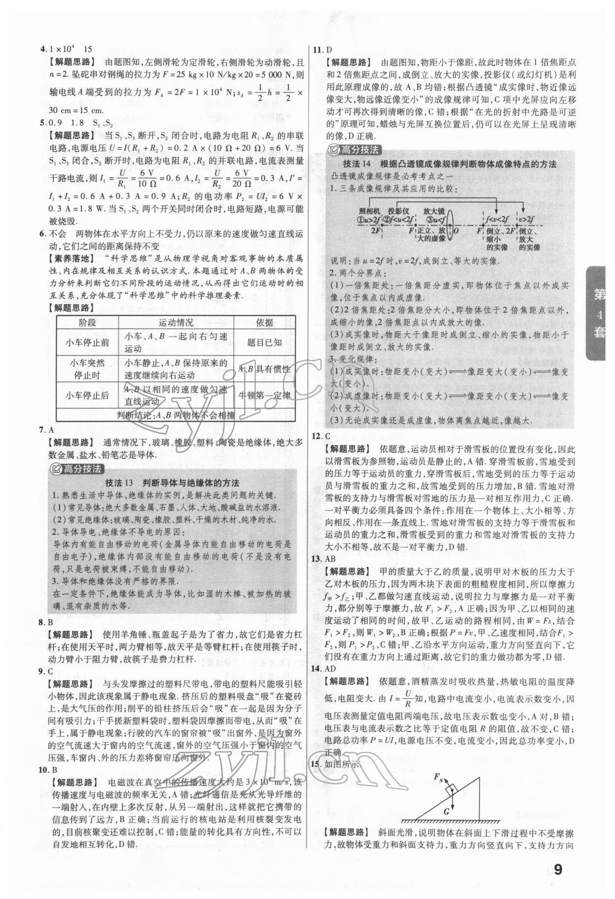 2022年金考卷广东中考45套汇编物理 参考答案第9页
