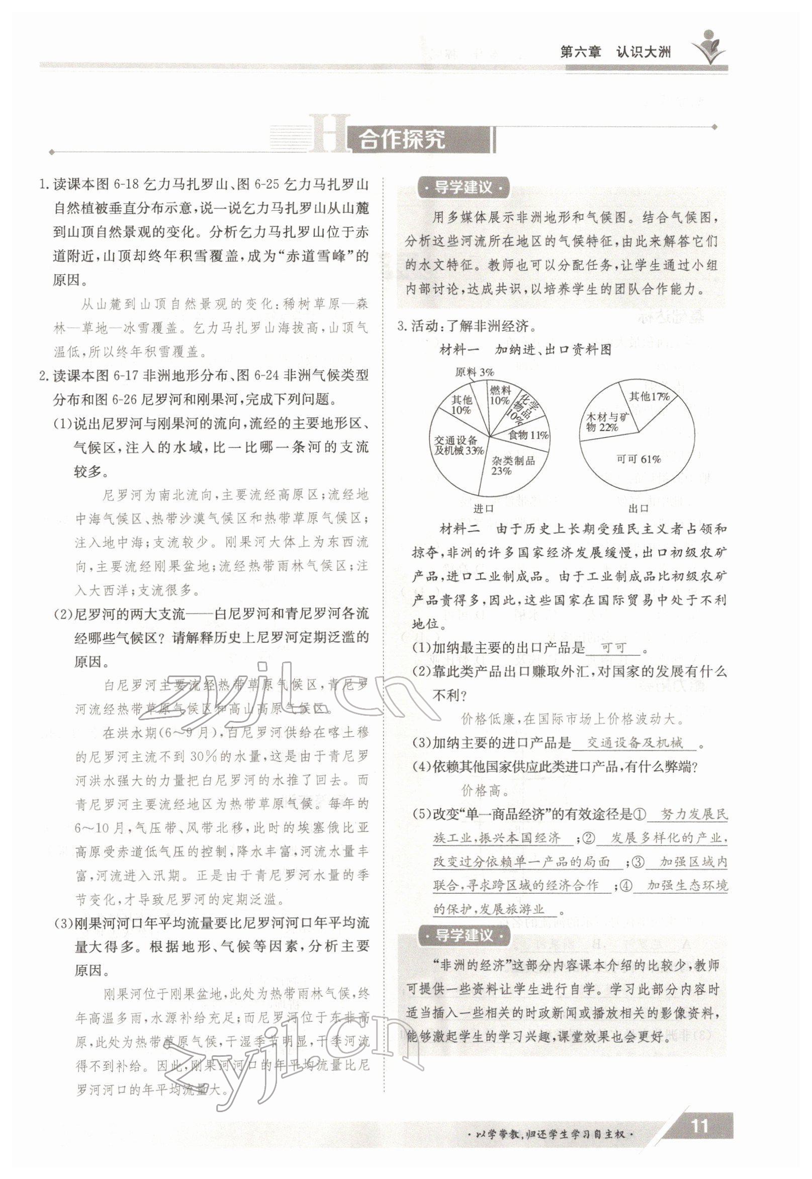 2022年金太陽(yáng)導(dǎo)學(xué)測(cè)評(píng)七年級(jí)地理下冊(cè)湘教版 參考答案第11頁(yè)