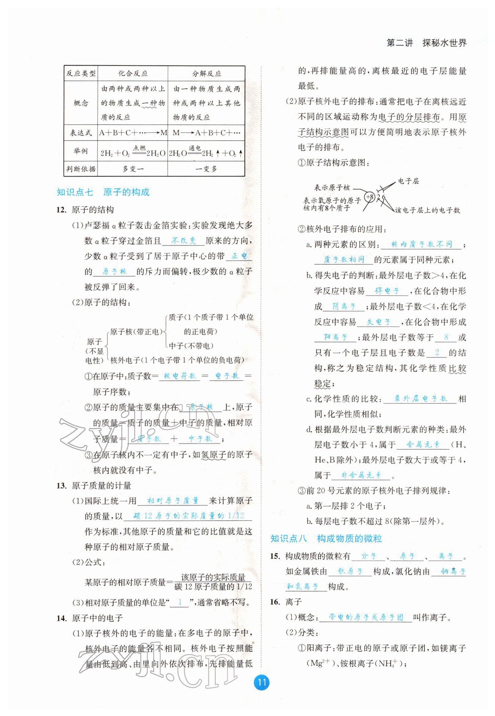 2022年中考6加1化学鲁教版达州专版 参考答案第11页