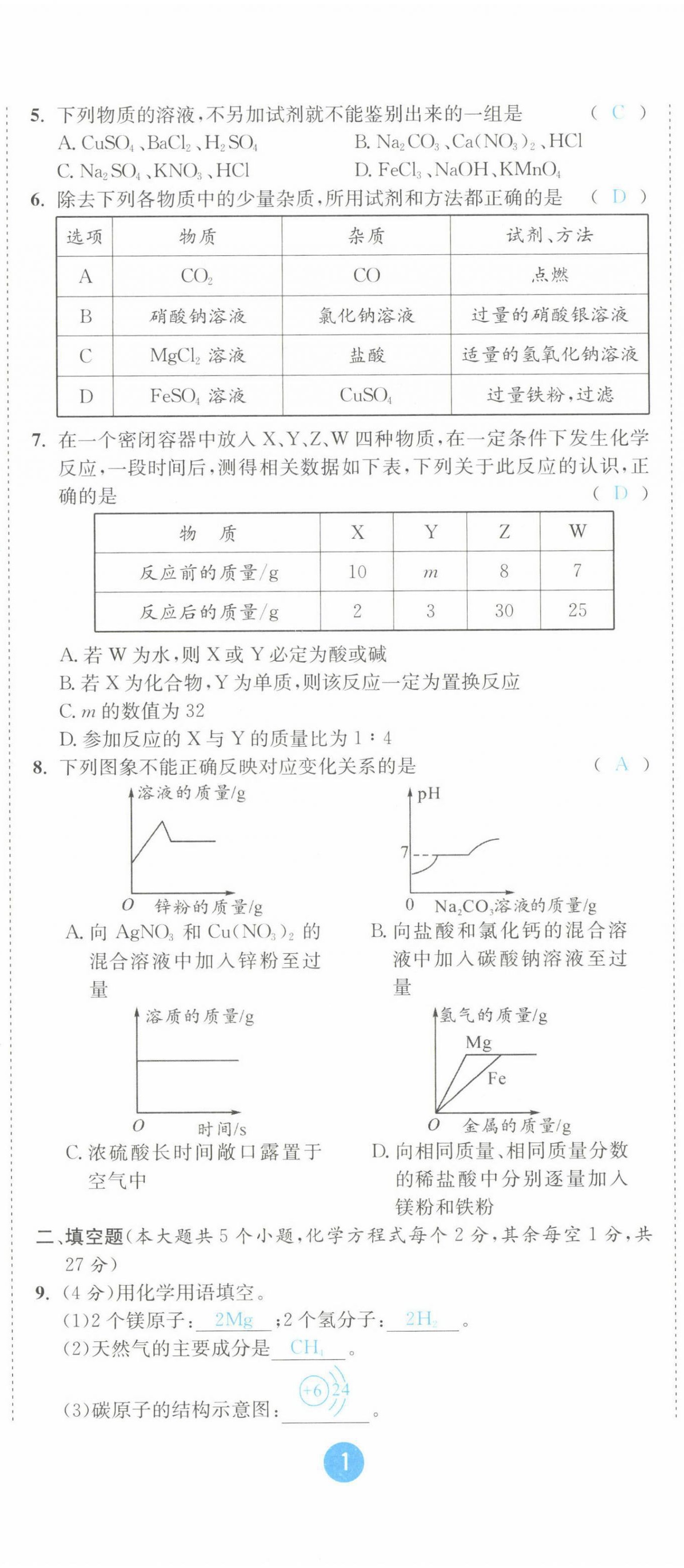 2022年中考6加1化学鲁教版达州专版 第2页