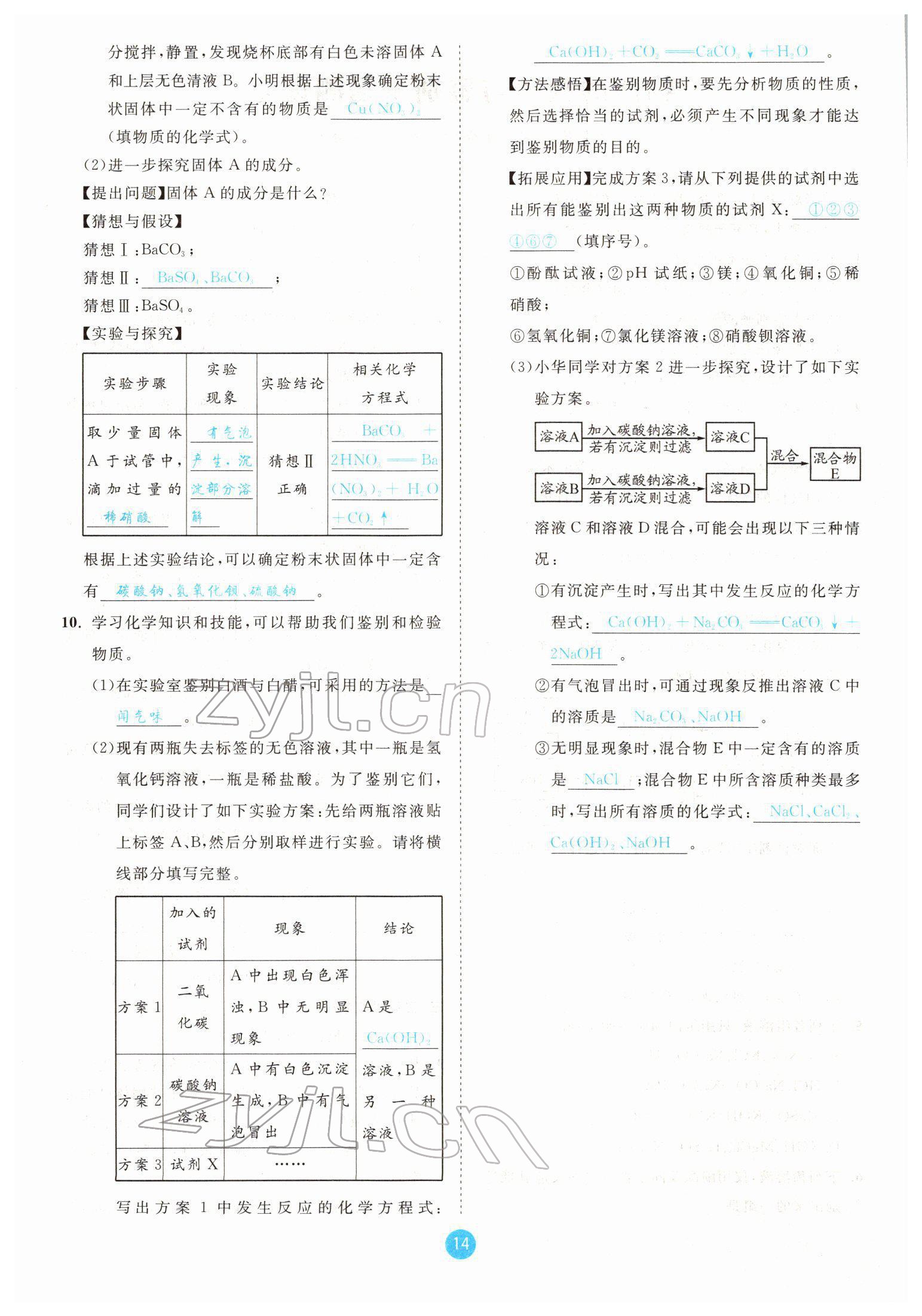 2022年中考6加1化学鲁教版达州专版 参考答案第14页