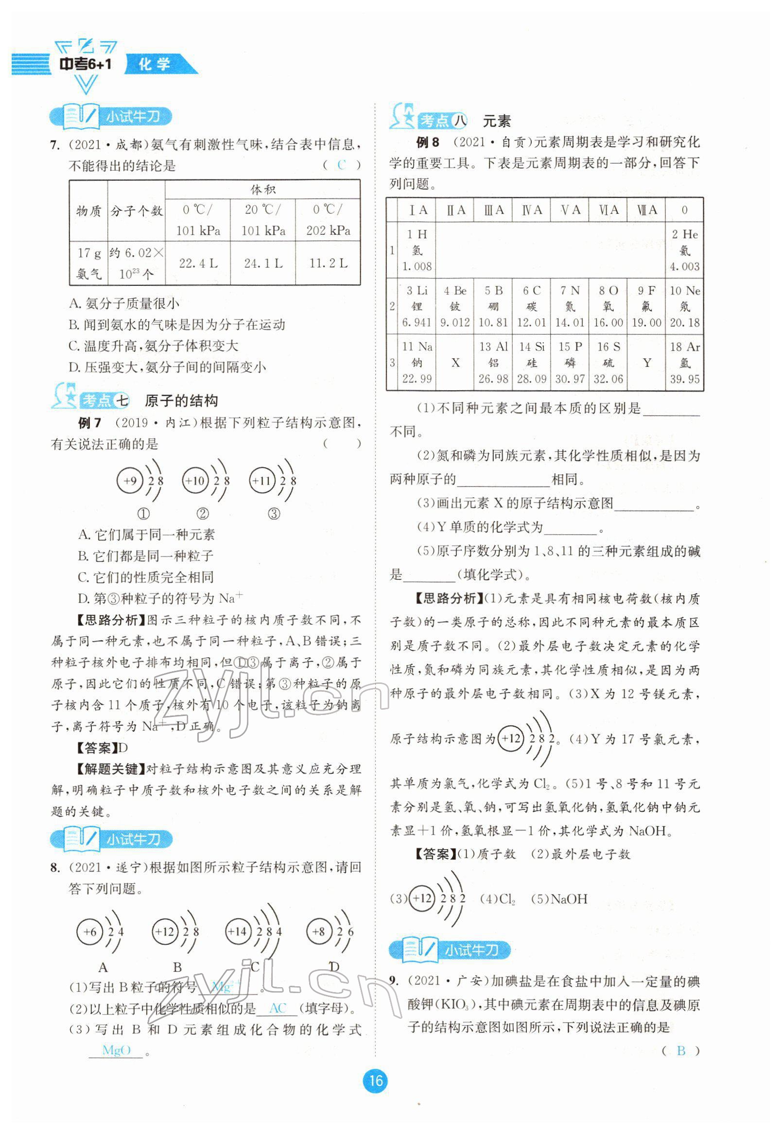 2022年中考6加1化学鲁教版达州专版 参考答案第16页