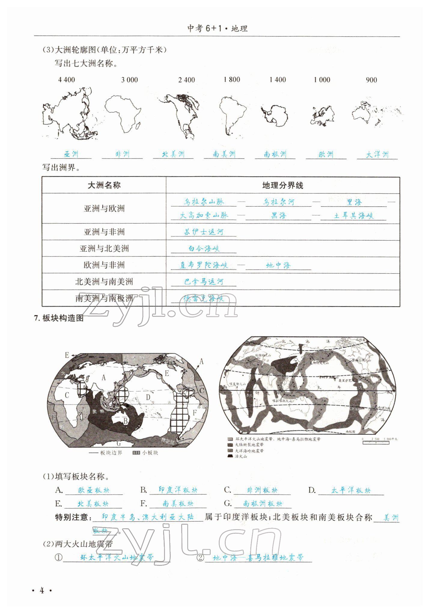 2022年中考6加1地理商务星球版达州专版 参考答案第10页