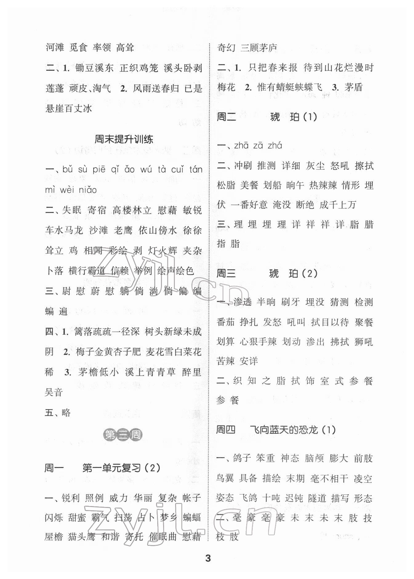 2022年通城學(xué)典默寫能手四年級語文下冊人教版 第3頁