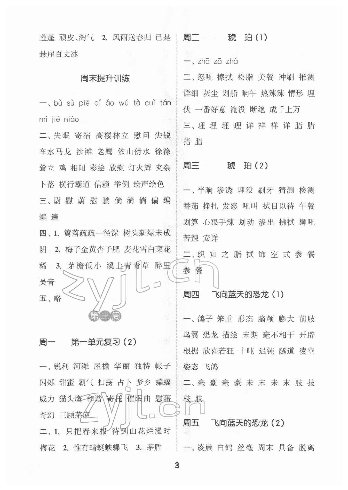 2022年通城学典默写能手四年级语文下册人教版江苏专用 第3页