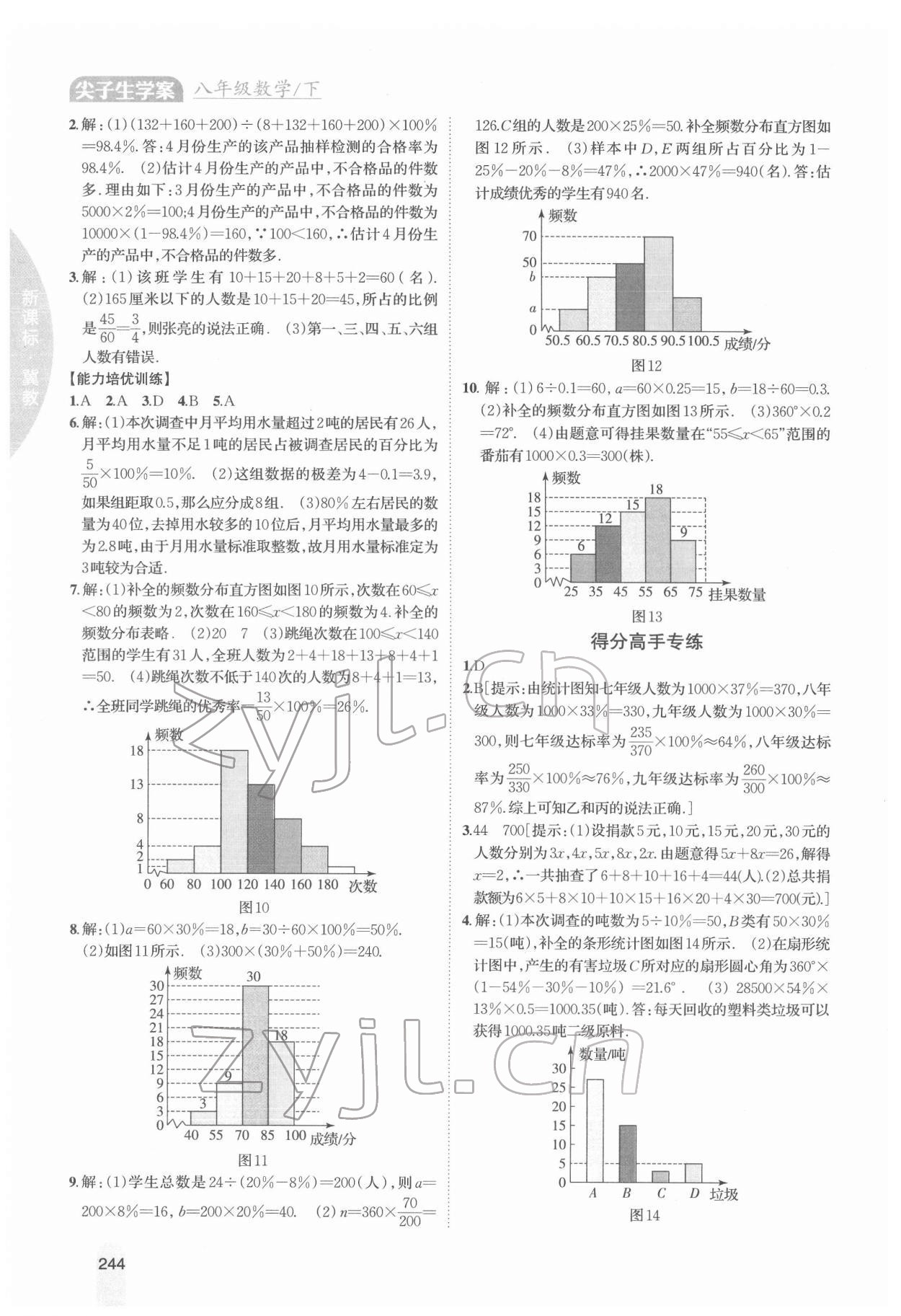 2022年尖子生学案八年级数学下册冀教版 参考答案第4页