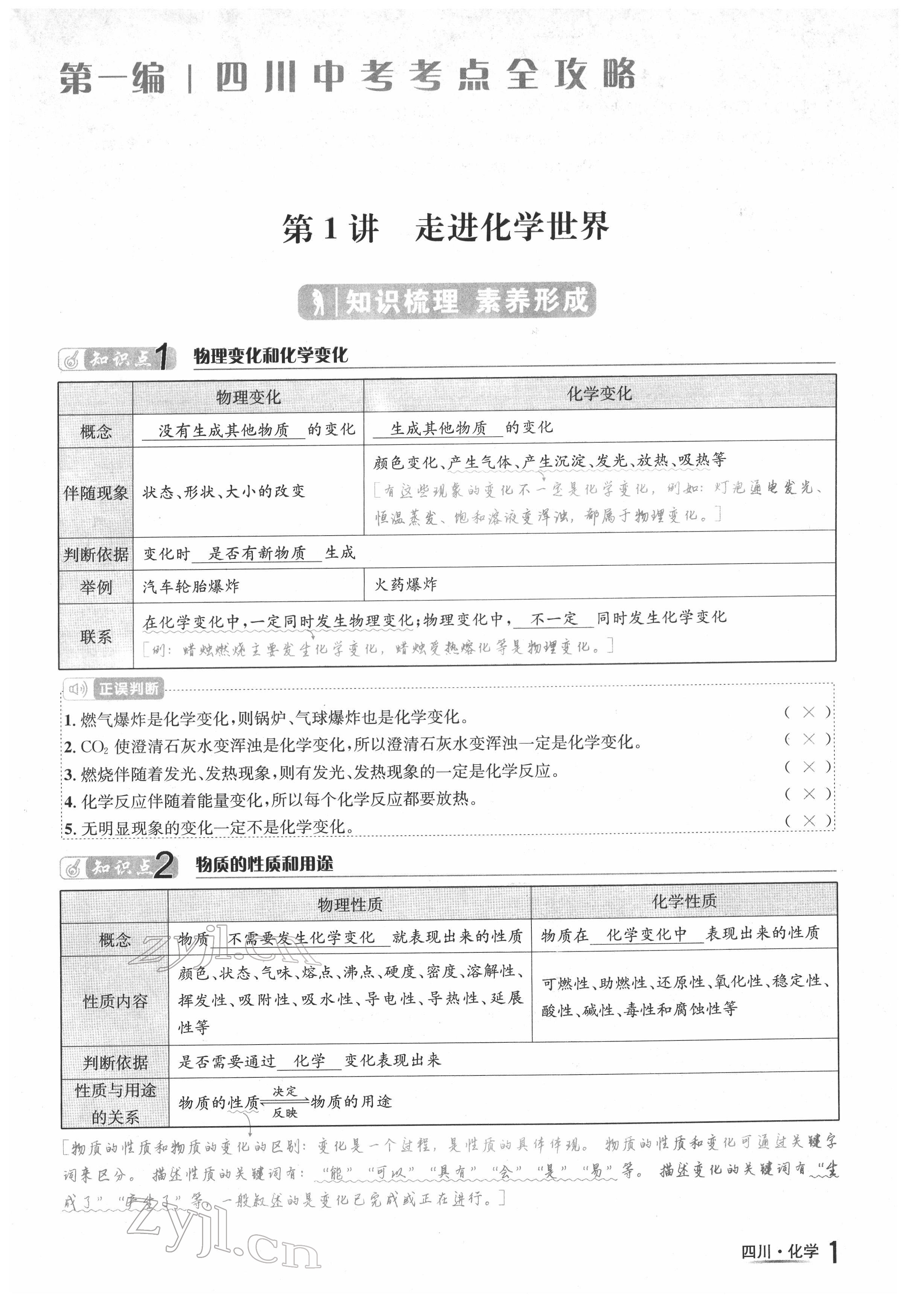 2022年中考2号化学四川专版 参考答案第1页