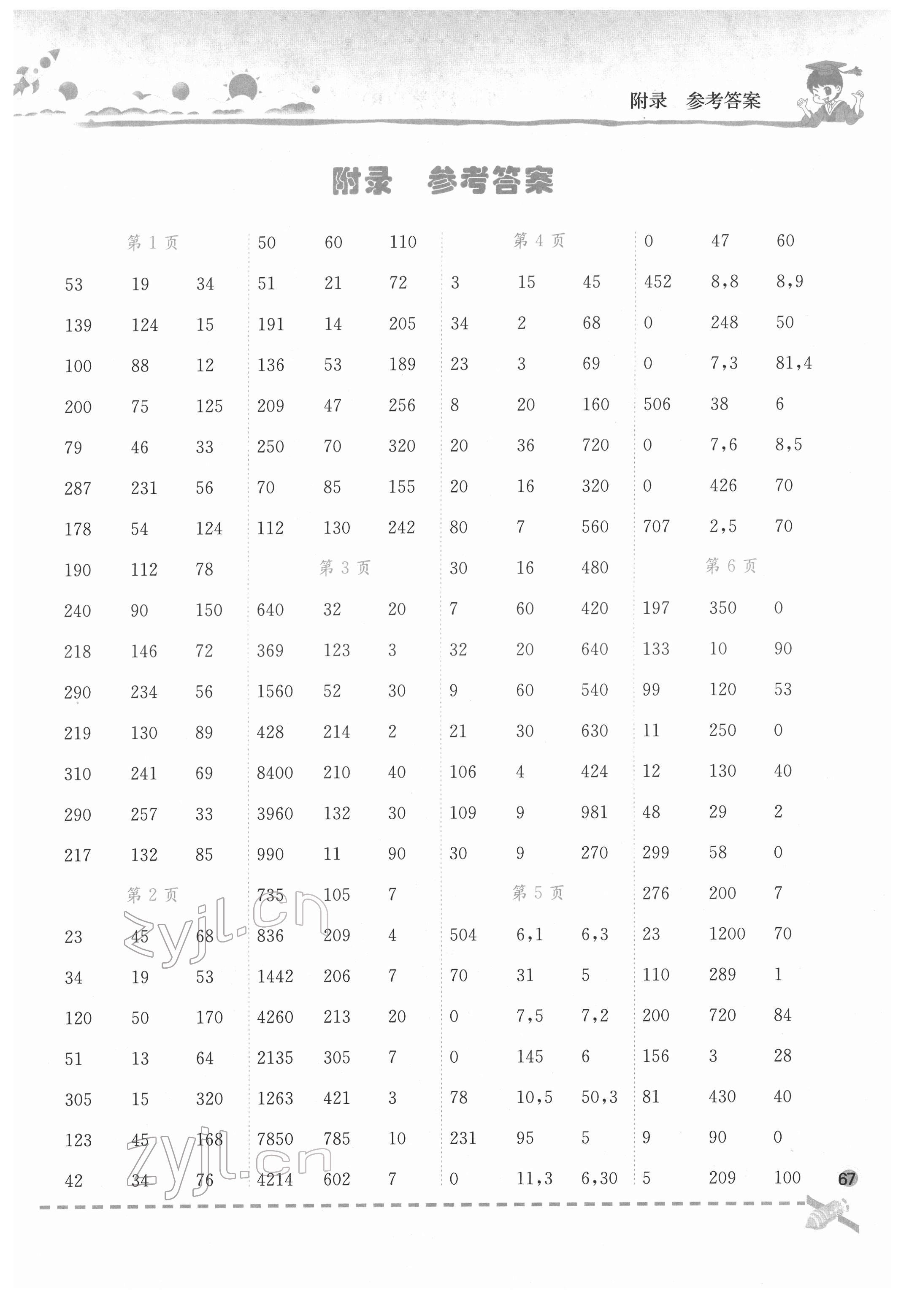 2022年黄冈小状元口算速算练习册四年级数学下册人教版 第1页