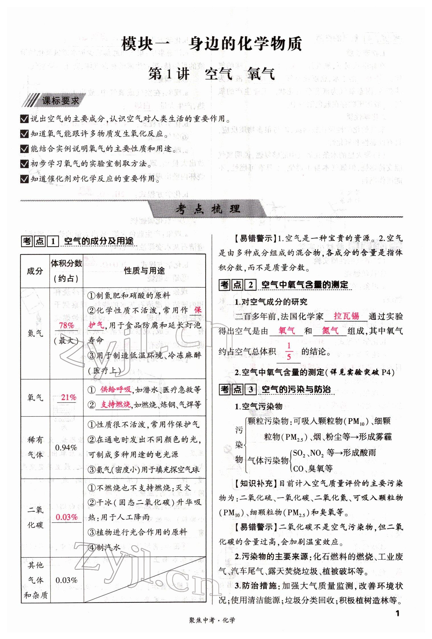 2022年聚焦中考化學(xué)四川專版 參考答案第1頁(yè)