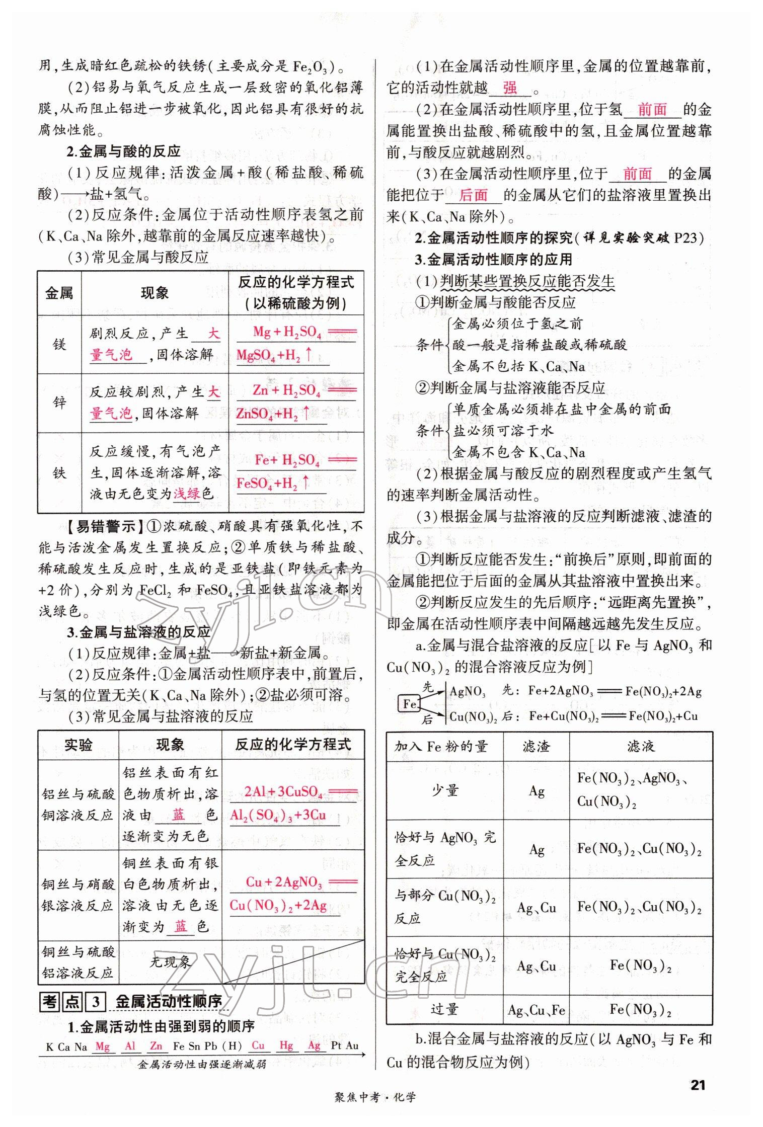 2022年聚焦中考化學(xué)四川專版 參考答案第21頁