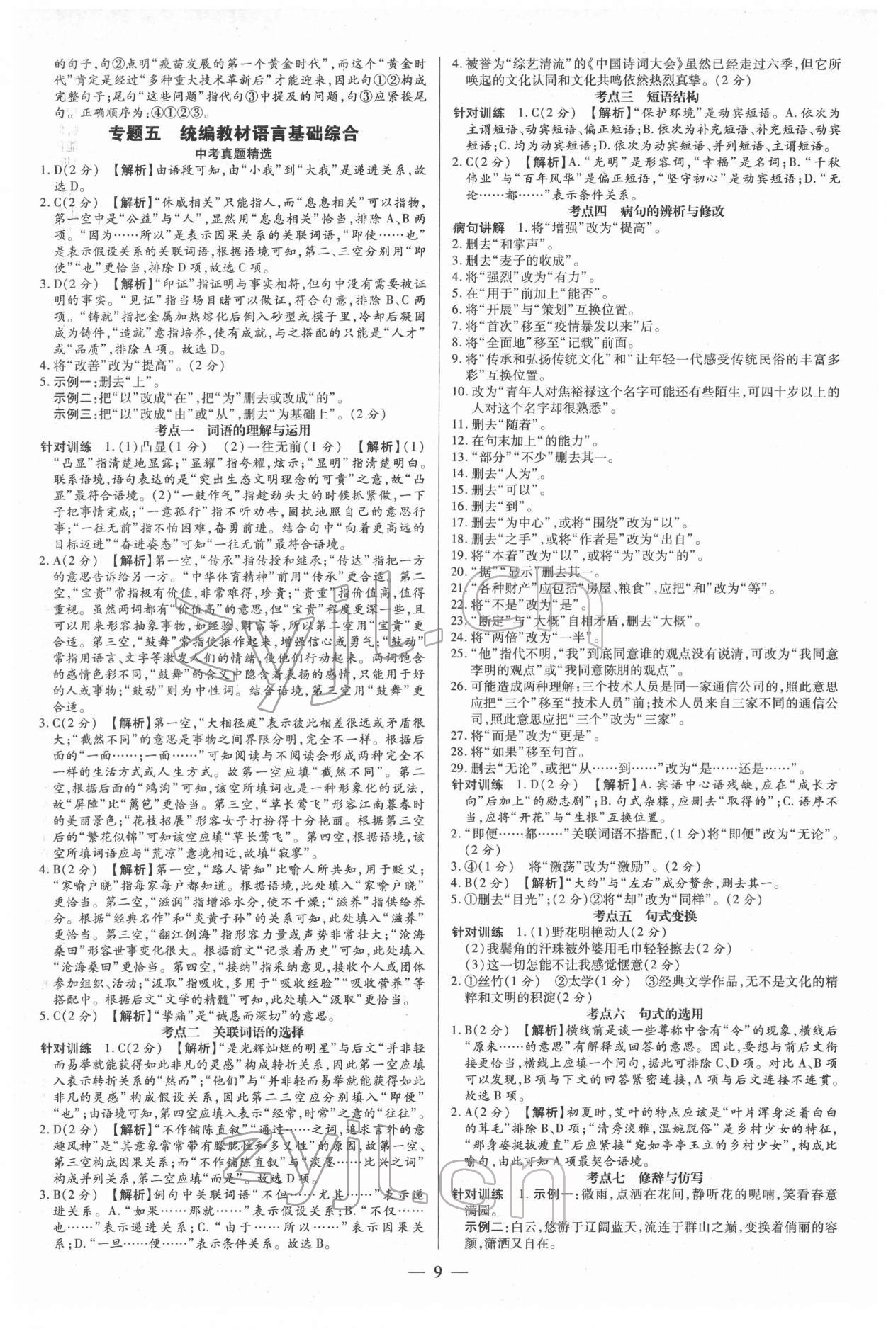 2022年领跑中考语文河南专版 第9页