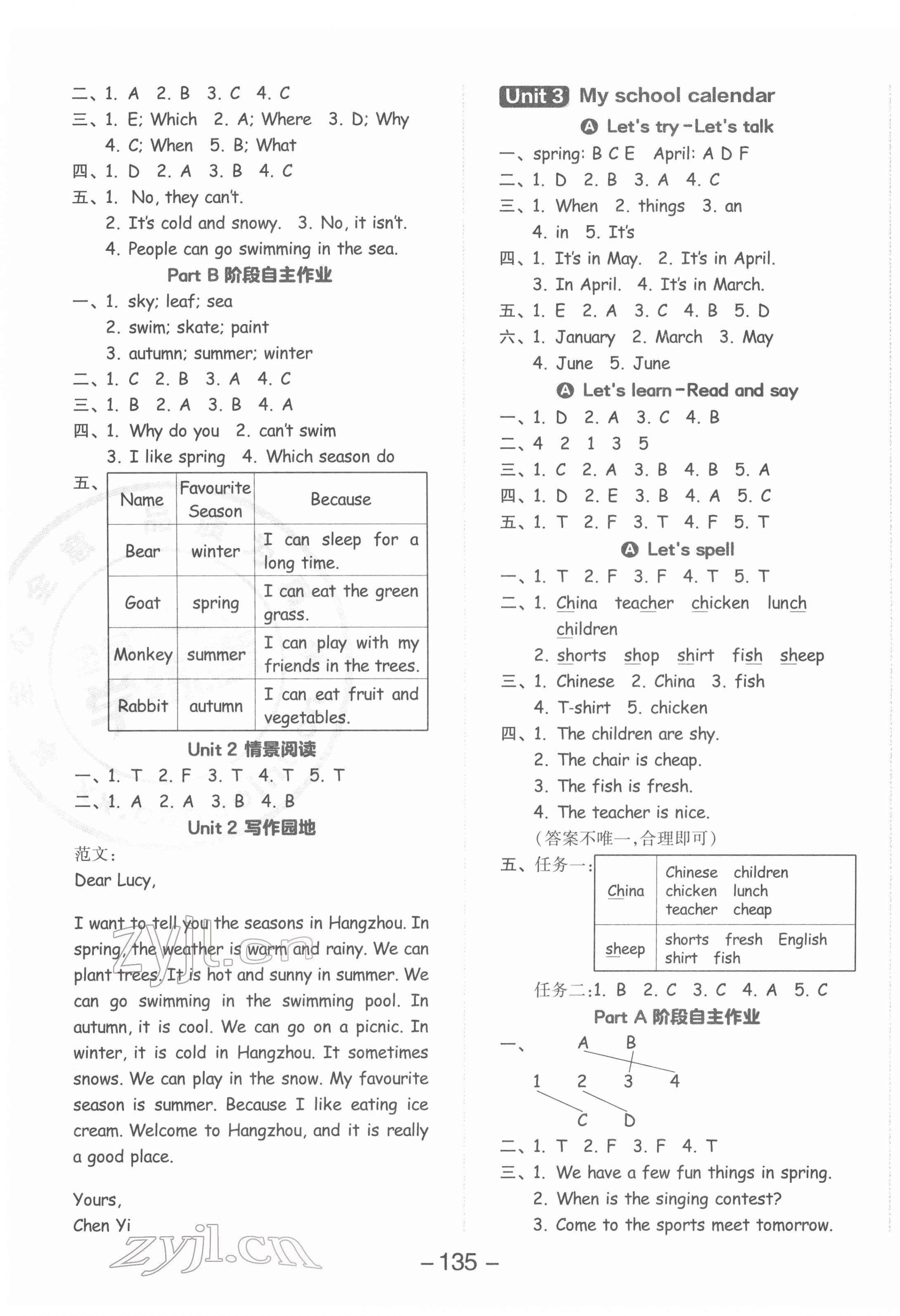 2022年全品學練考五年級英語下冊人教版 參考答案第3頁