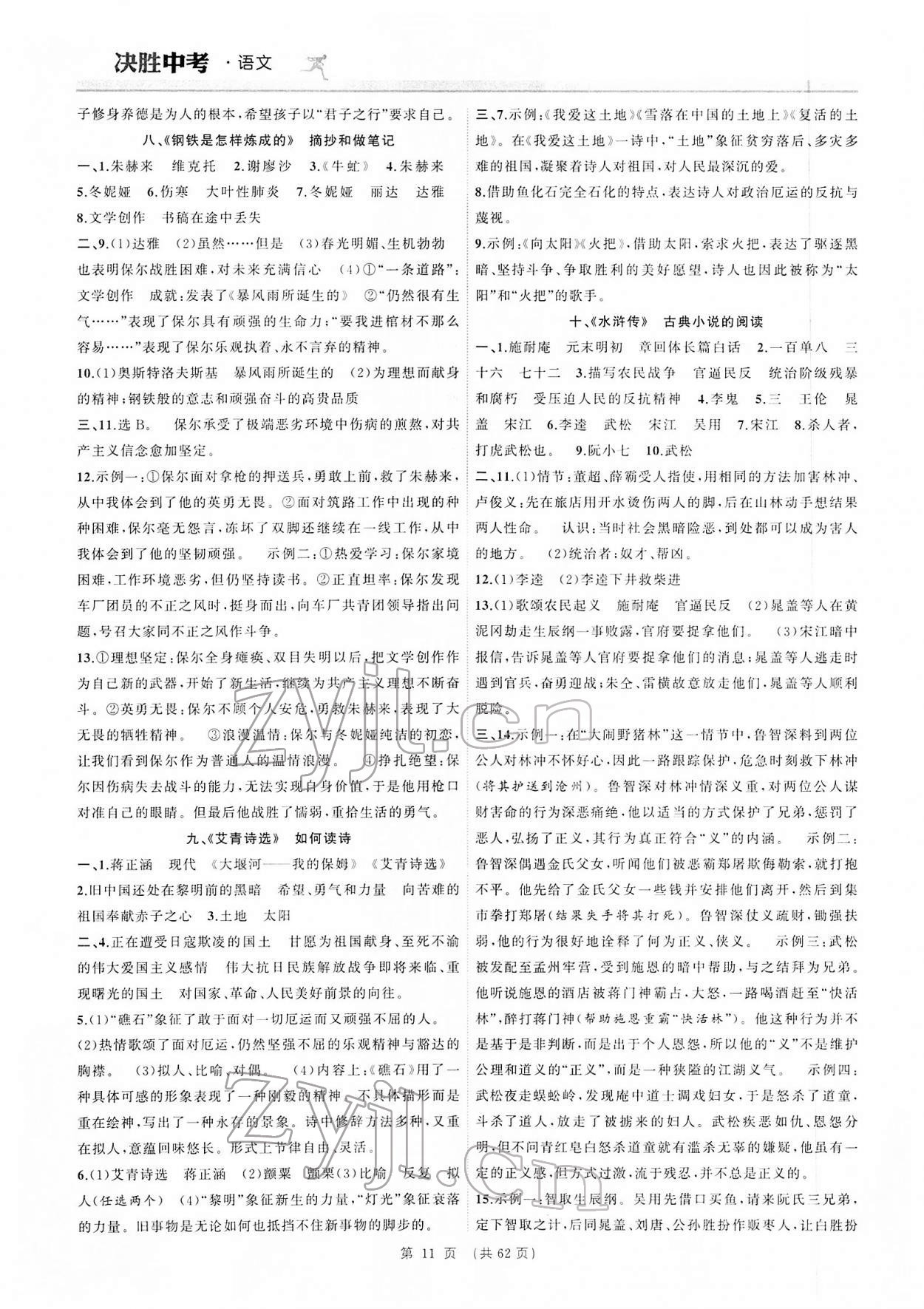 2022年决胜中考语文安徽专版 参考答案第11页