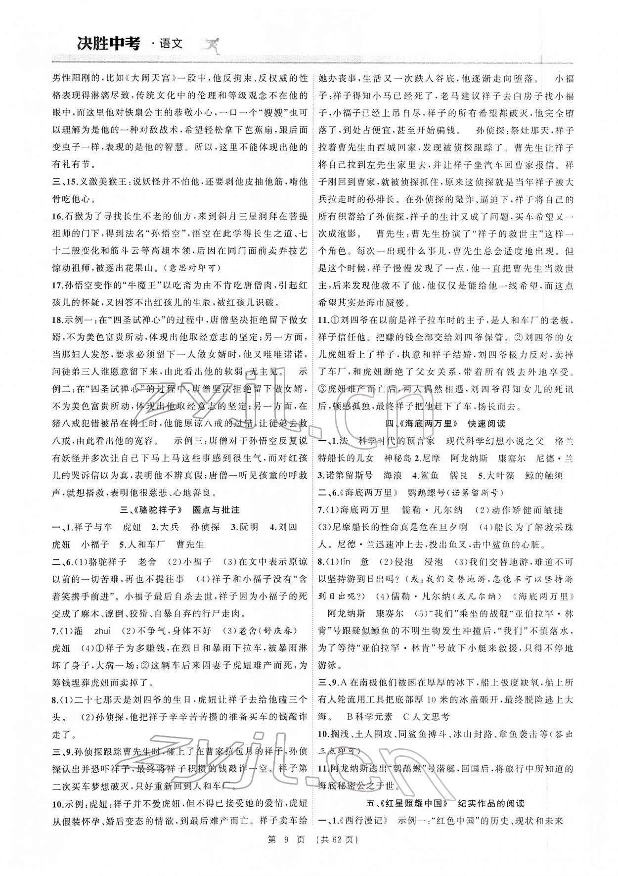 2022年决胜中考语文安徽专版 参考答案第9页
