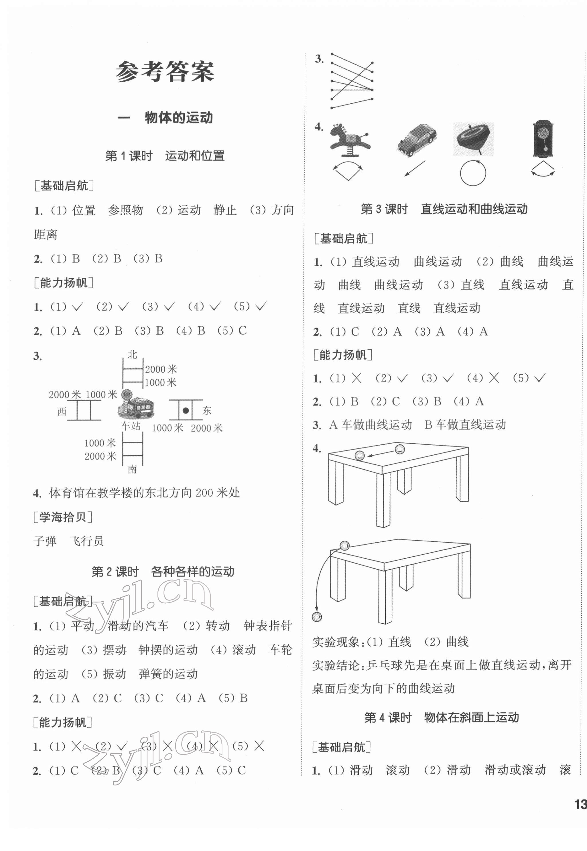 2022年通城學(xué)典課時作業(yè)本三年級科學(xué)下冊教科版 參考答案第1頁