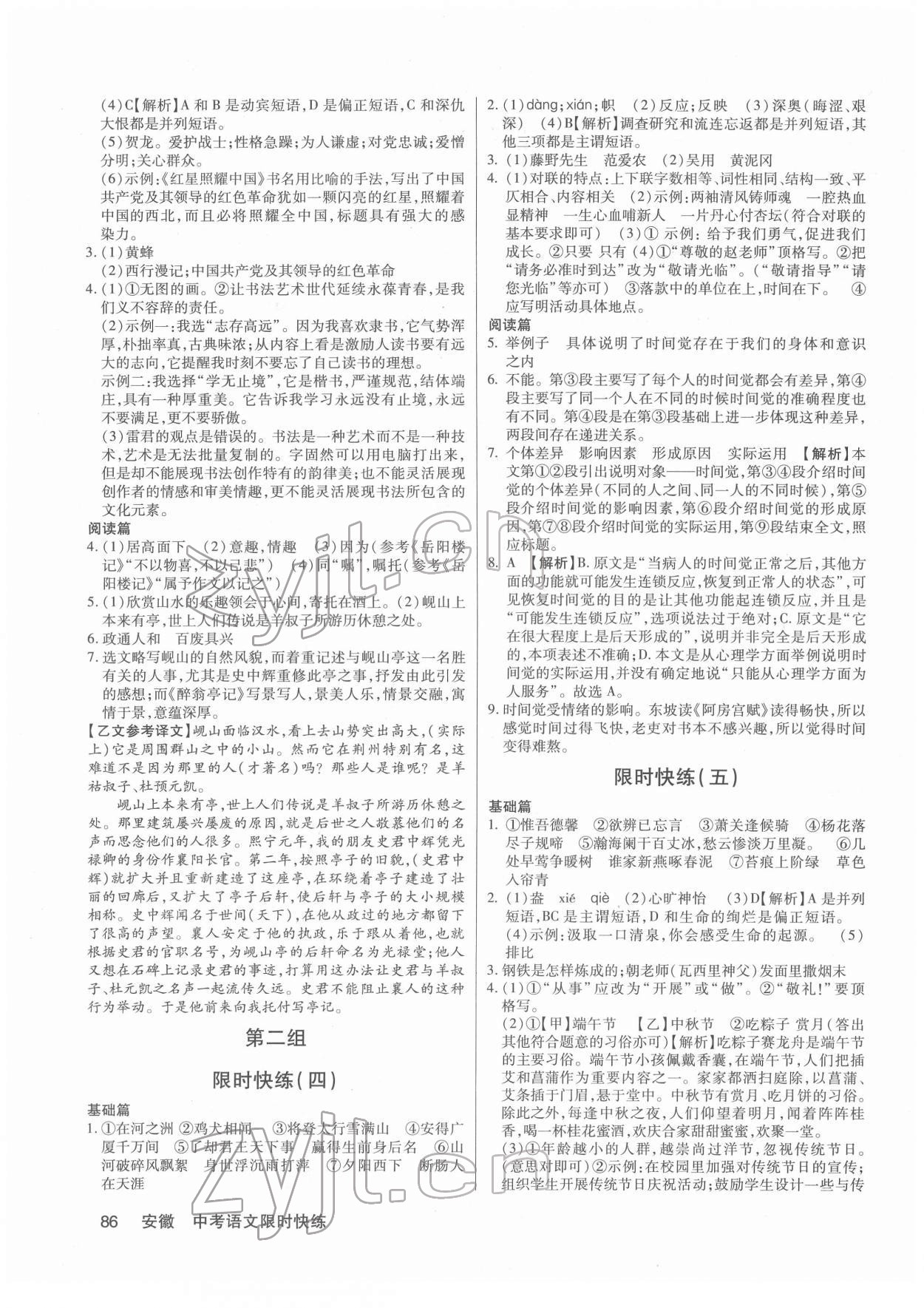 2022年中考语文限时快练语文安徽专版 第2页
