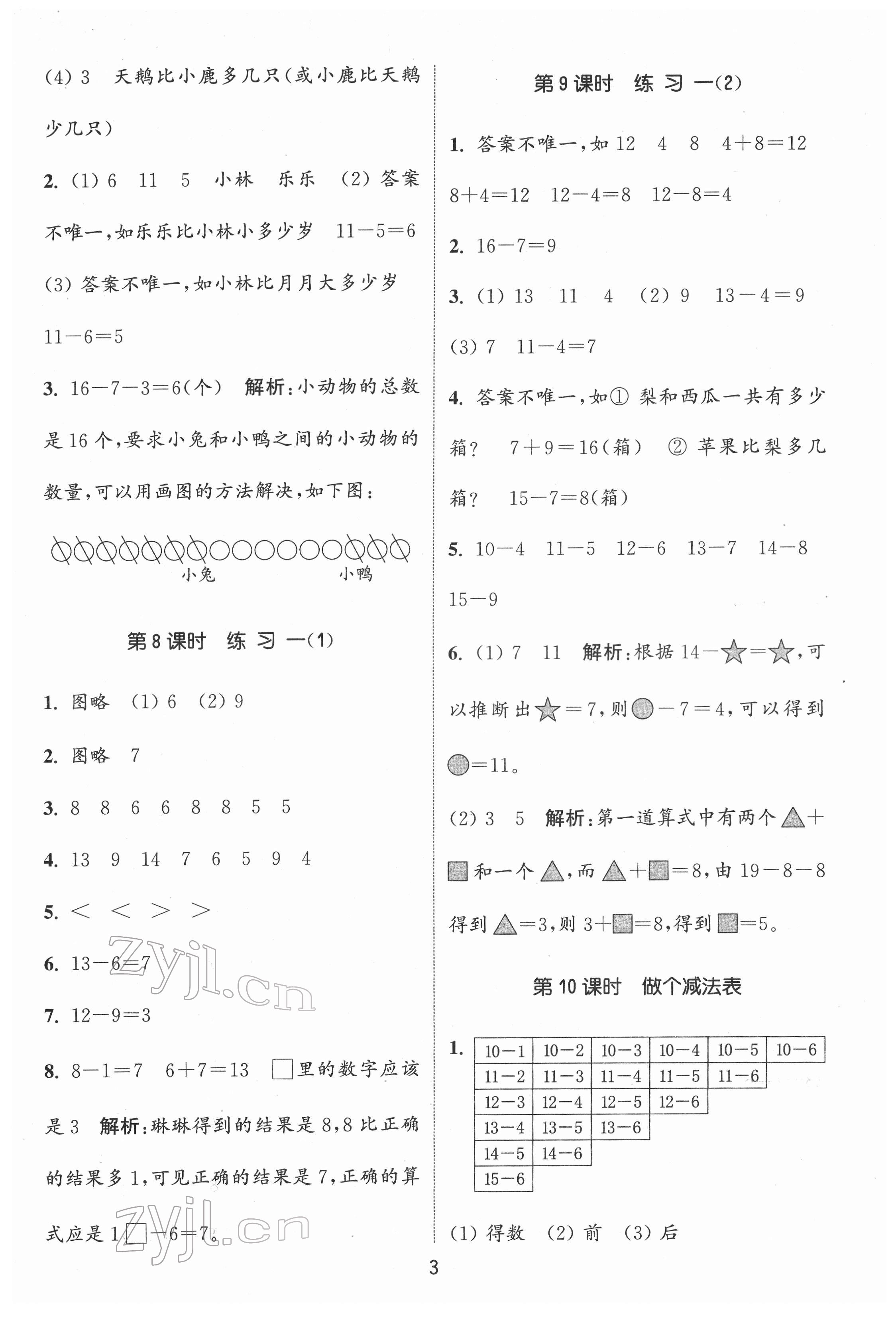 2022年通城學(xué)典課時作業(yè)本一年級數(shù)學(xué)下冊北師大版 第3頁