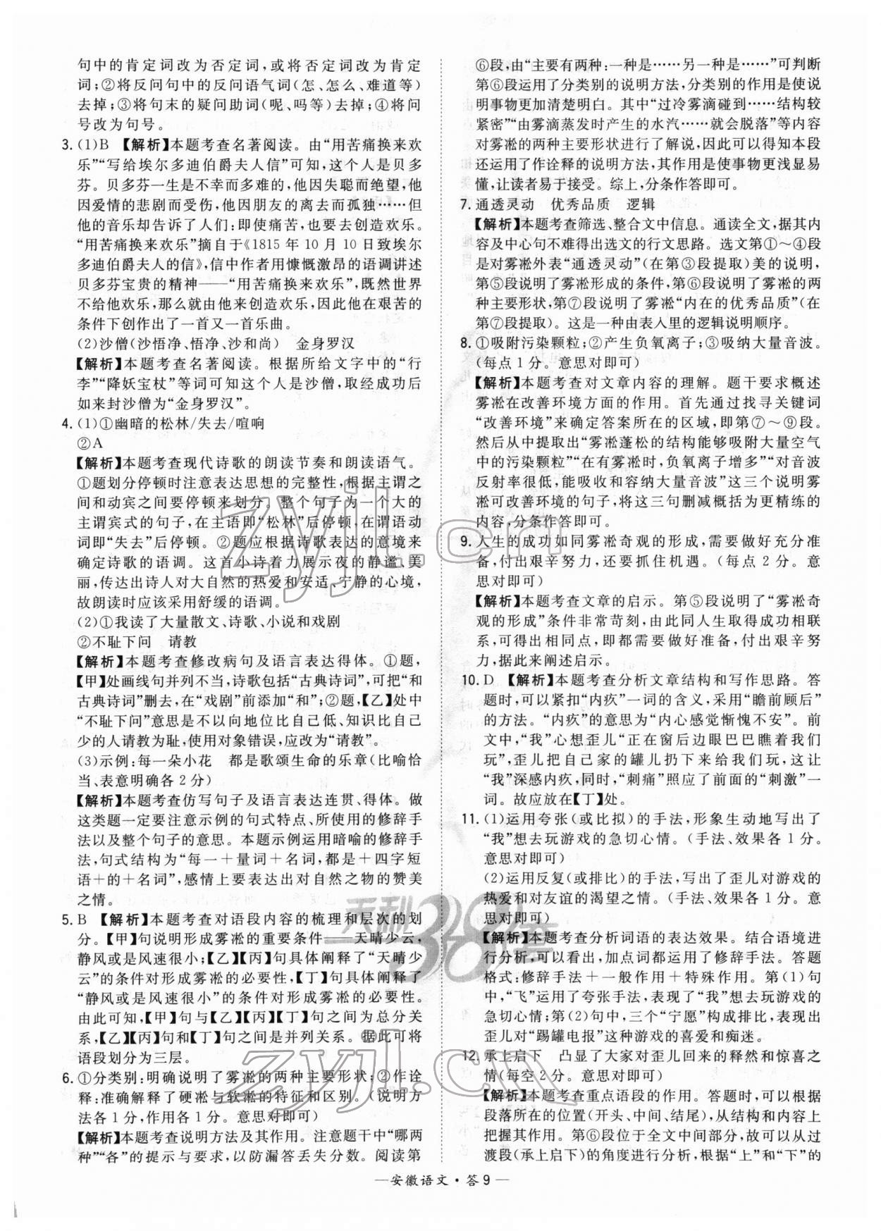 2022年天利38套安徽省中考试题精选语文 第9页