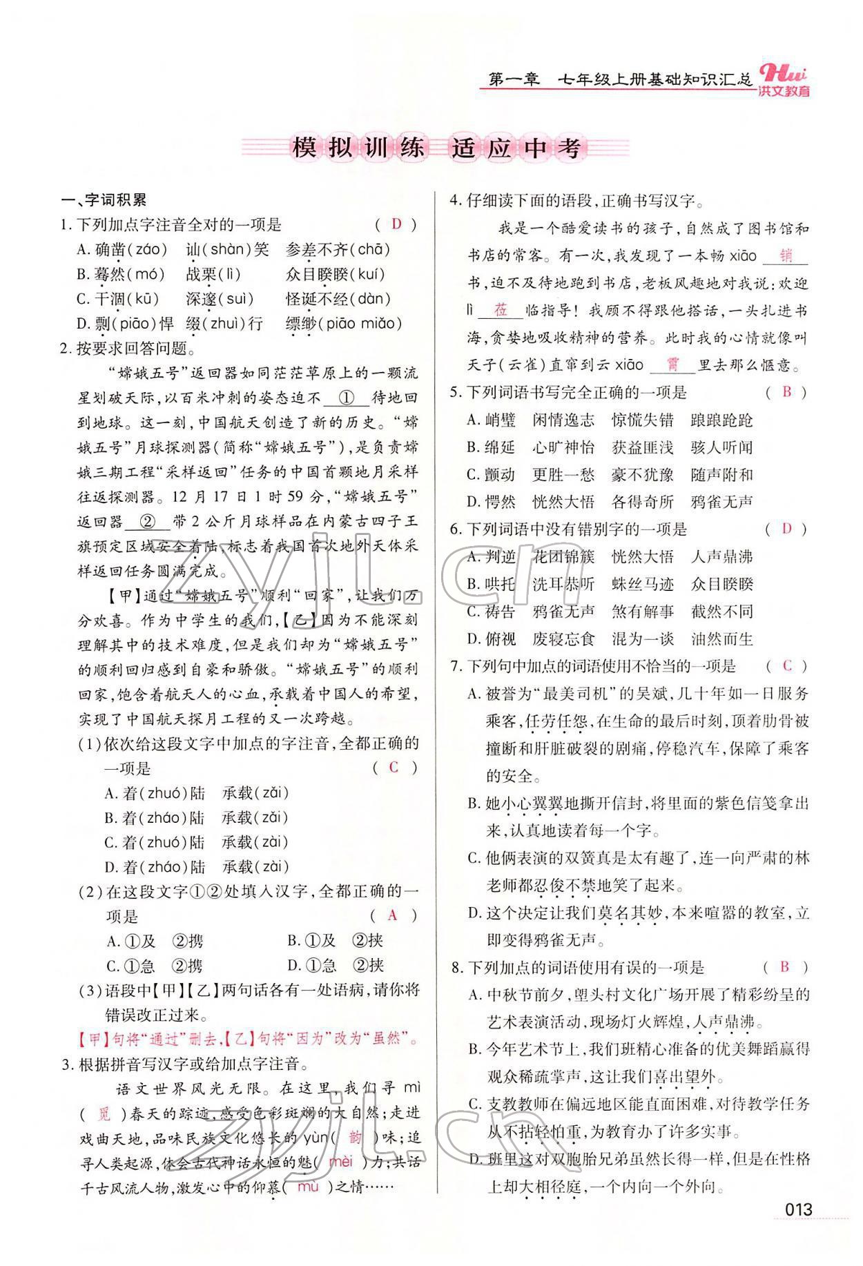 2022年洪文教育最新中考语文河南专版 第11页