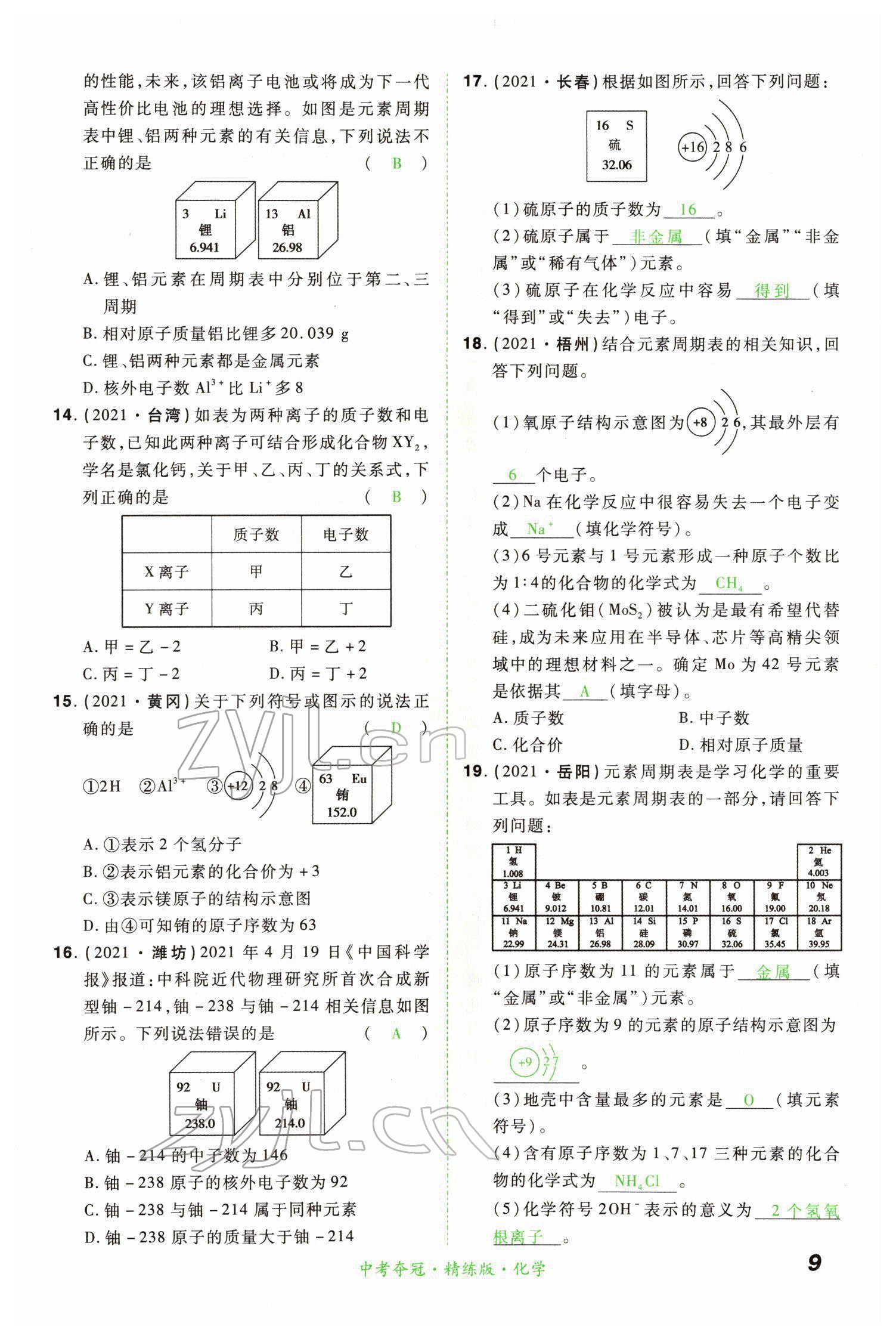 2022年国华教育中考夺冠化学河南专版 第9页