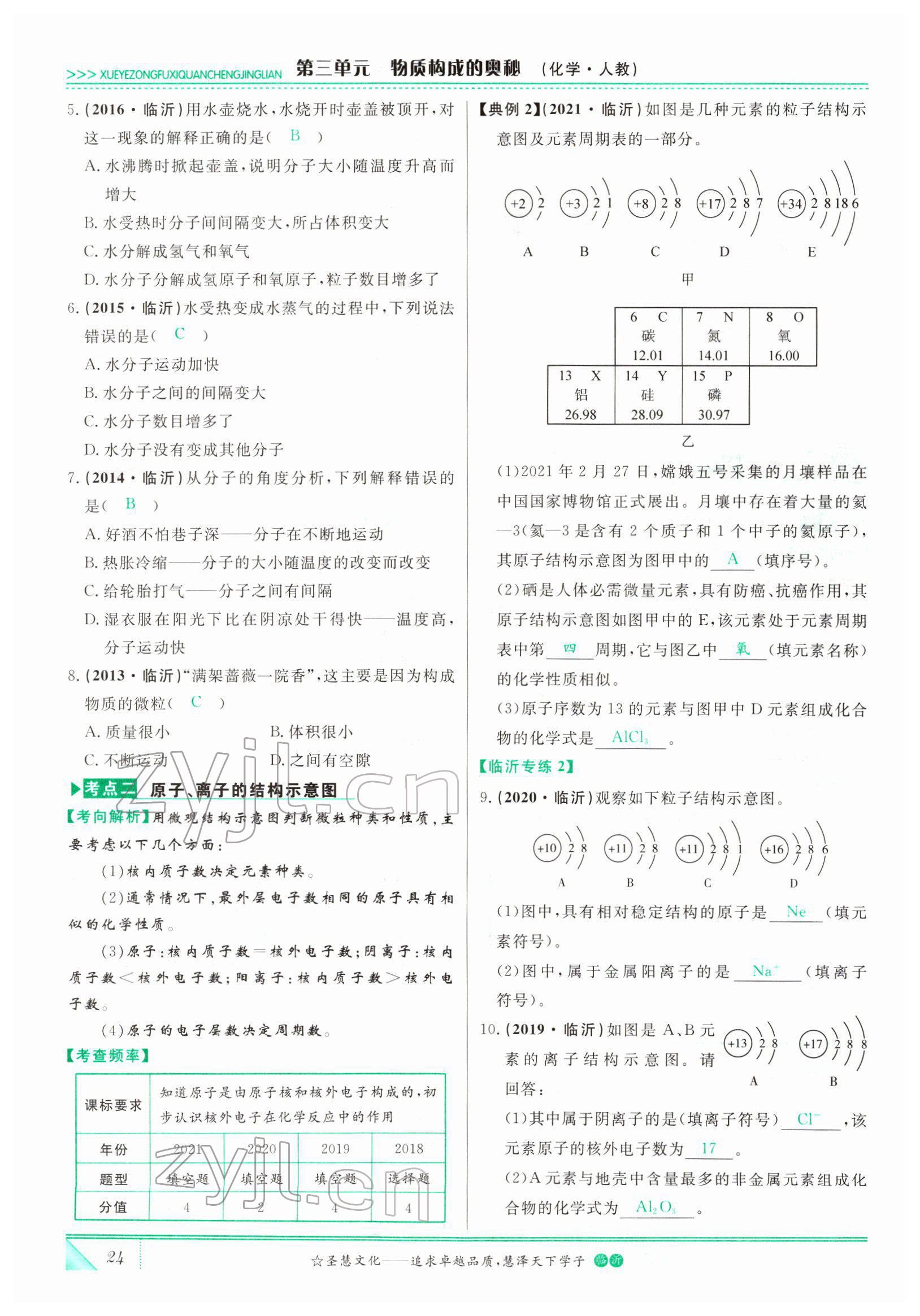 2022年智慧大课堂学业总复习全程精练化学人教版 参考答案第24页