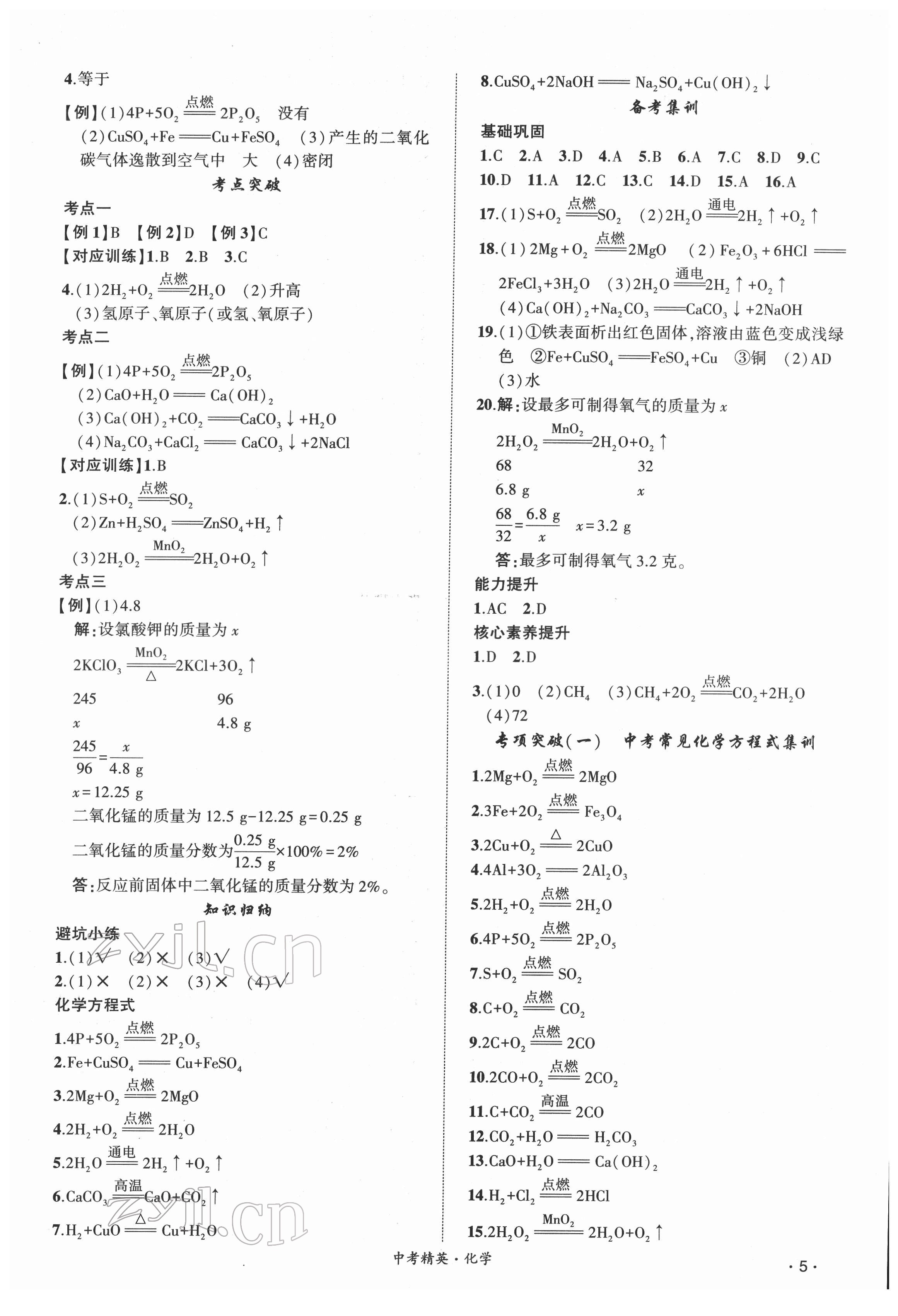 2022年黄冈金牌之路中考精英总复习化学人教版 第5页