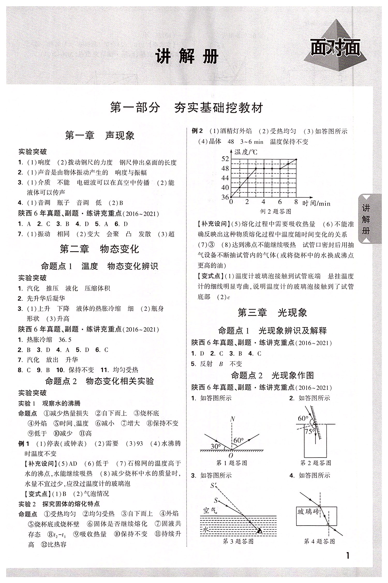 2022年陜西中考面對(duì)面物理 參考答案第4頁(yè)