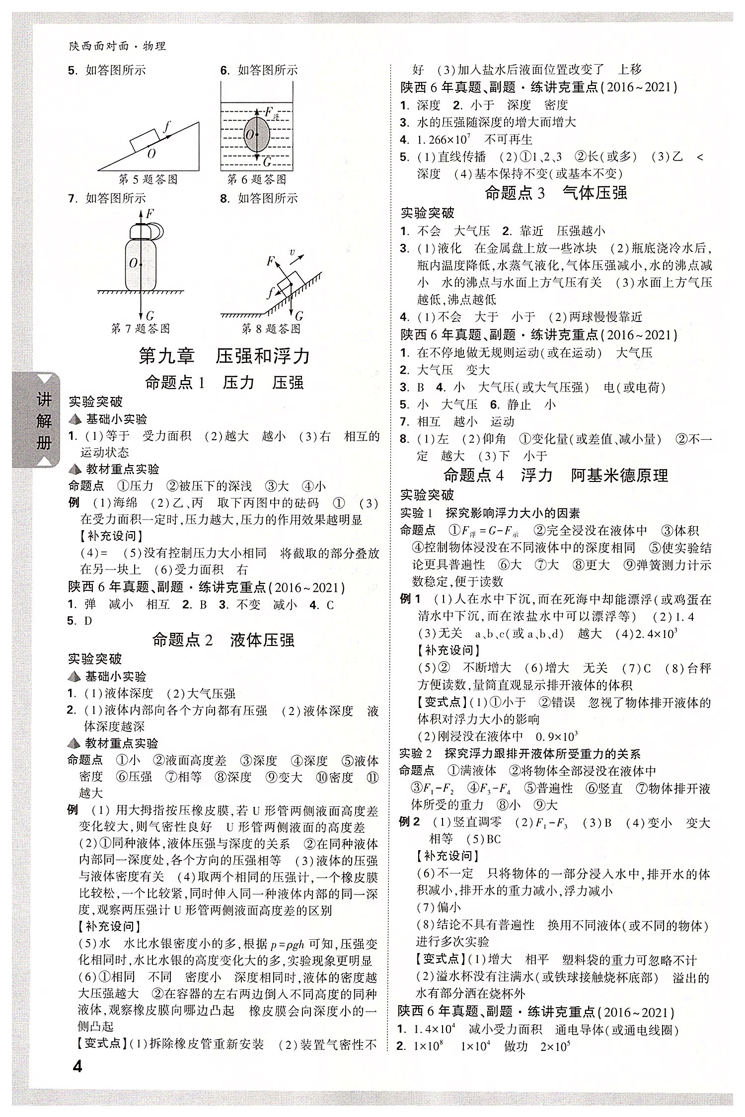 2022年陜西中考面對面物理 參考答案第7頁