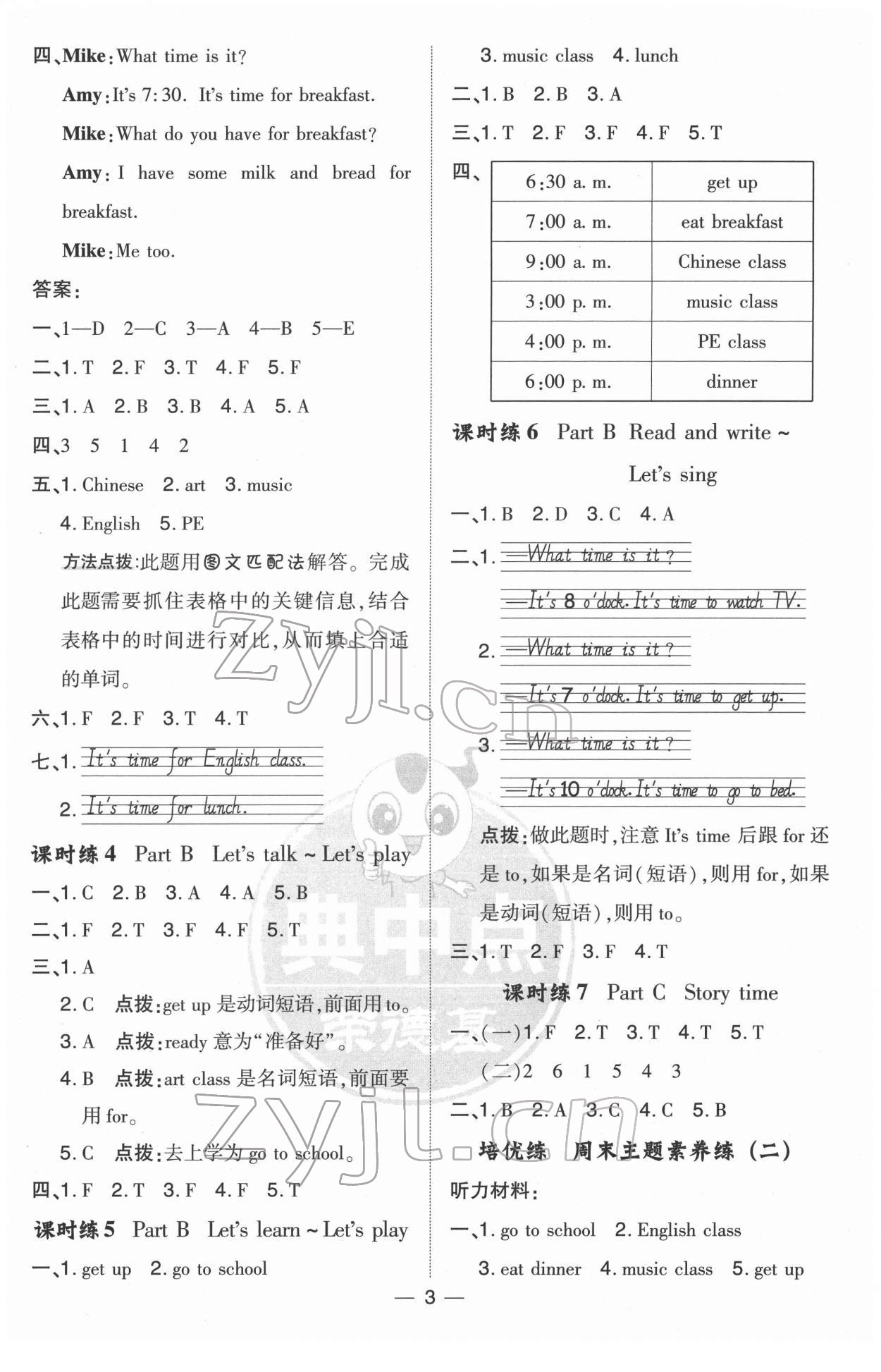 2022年綜合應(yīng)用創(chuàng)新題典中點四年級英語下冊人教版 參考答案第4頁